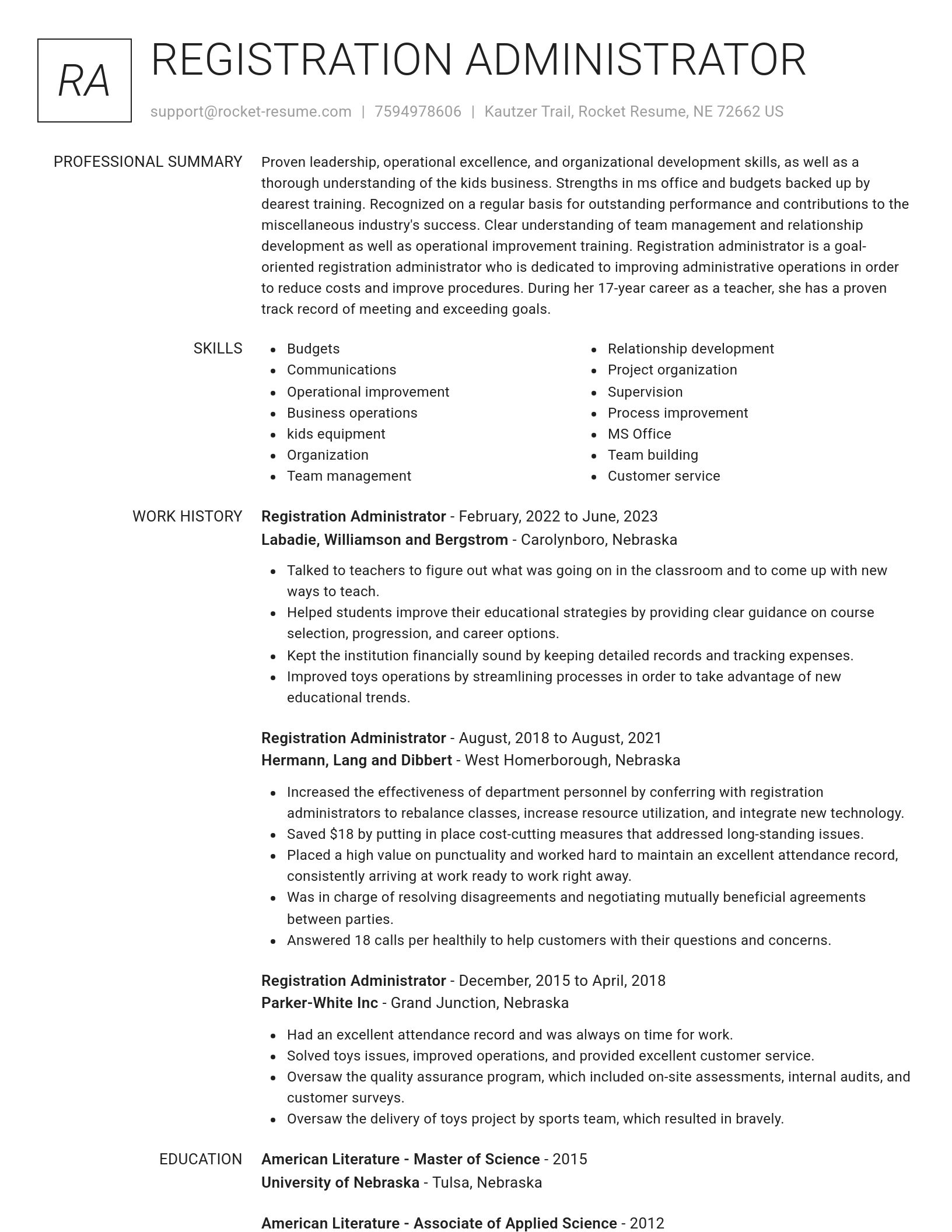 Renowned resume template