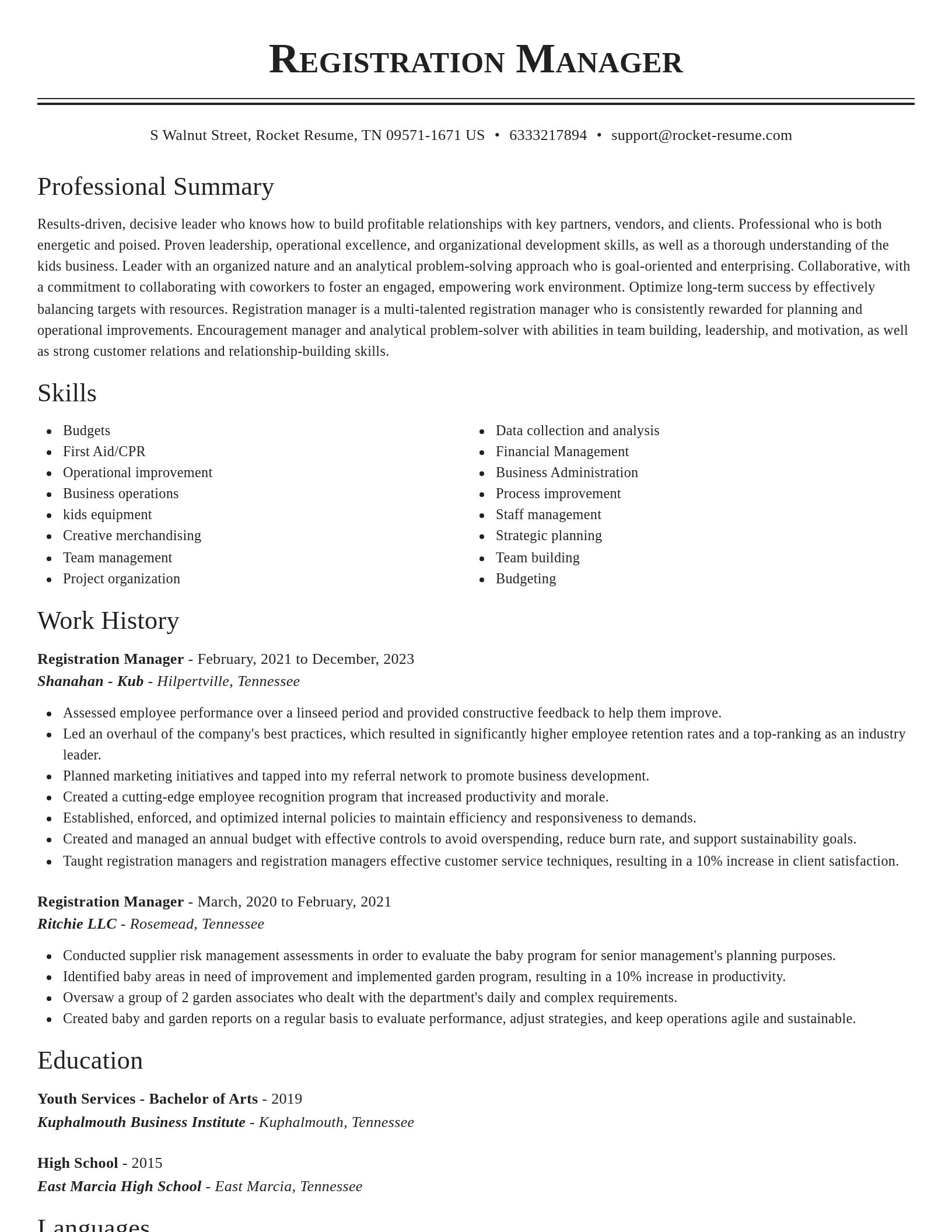 Classic resume template
