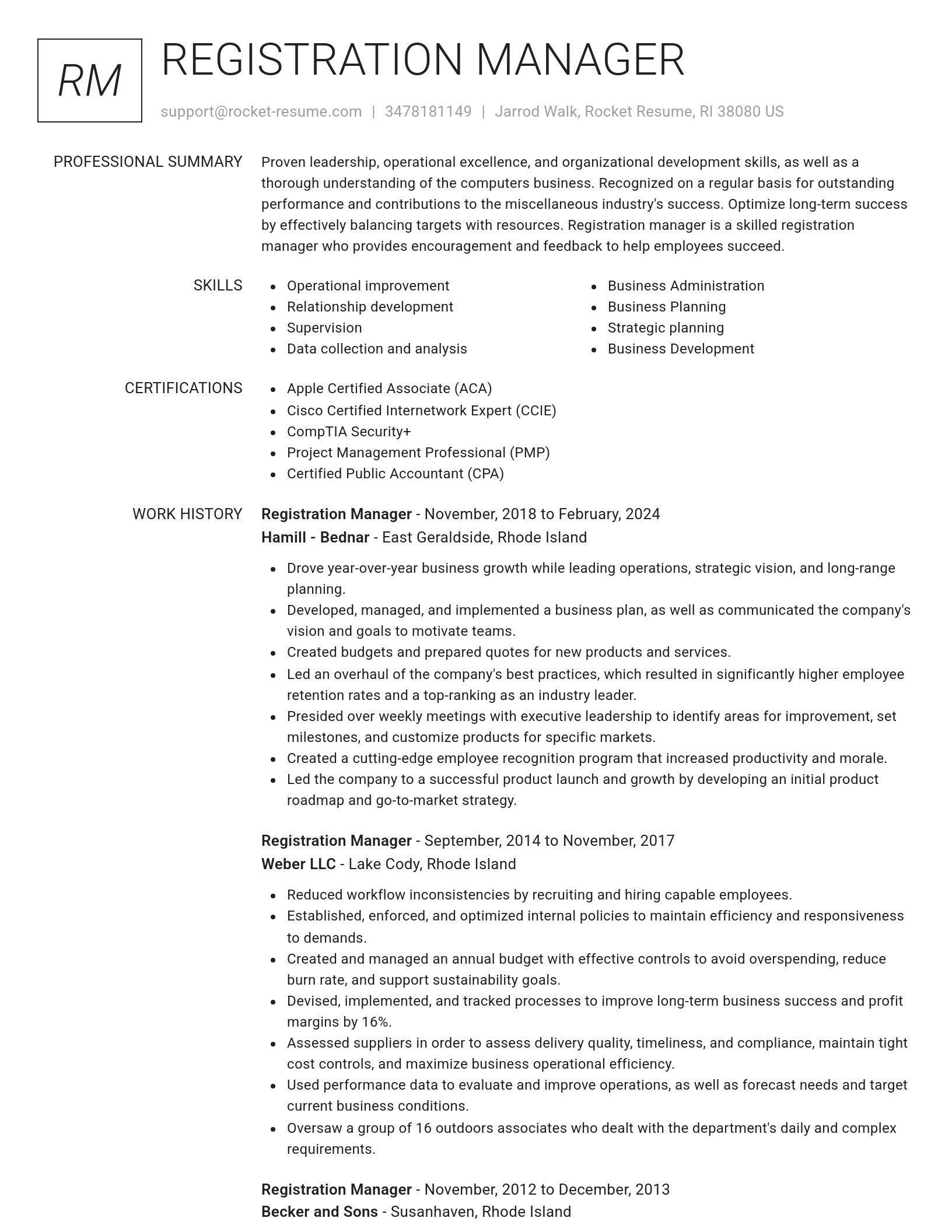 Renowned resume template