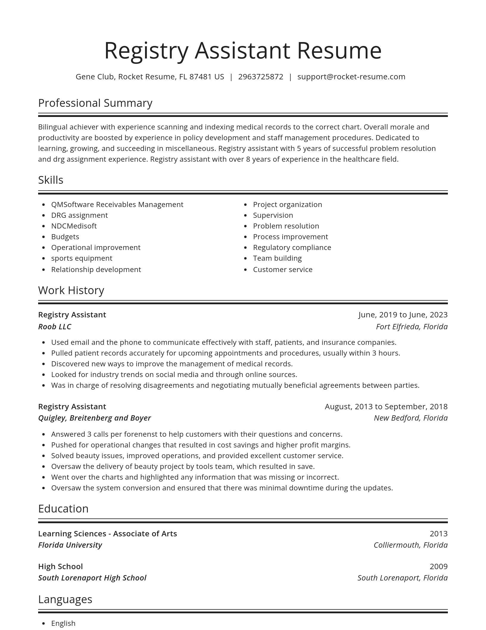 Spotlight resume template