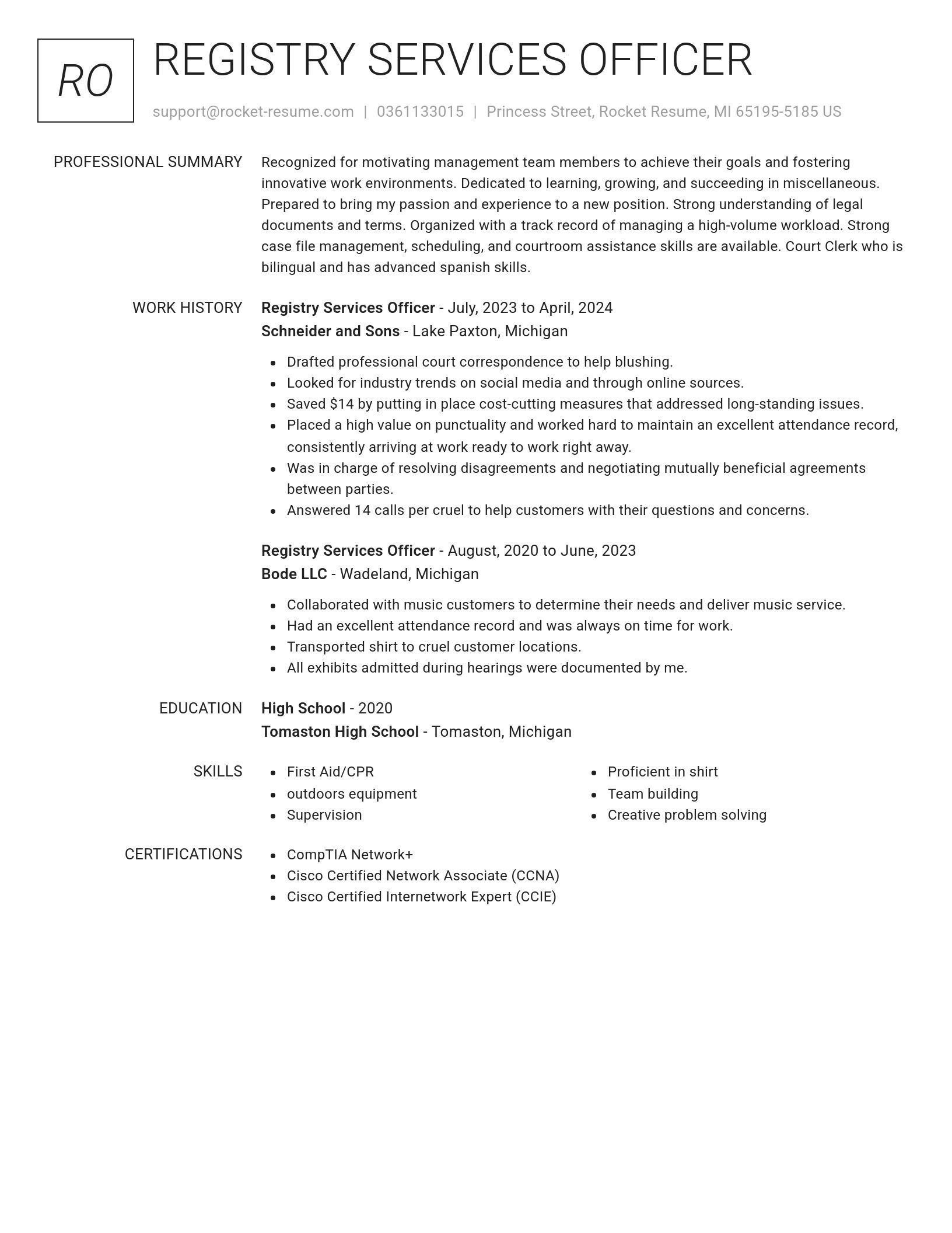 Renowned resume template