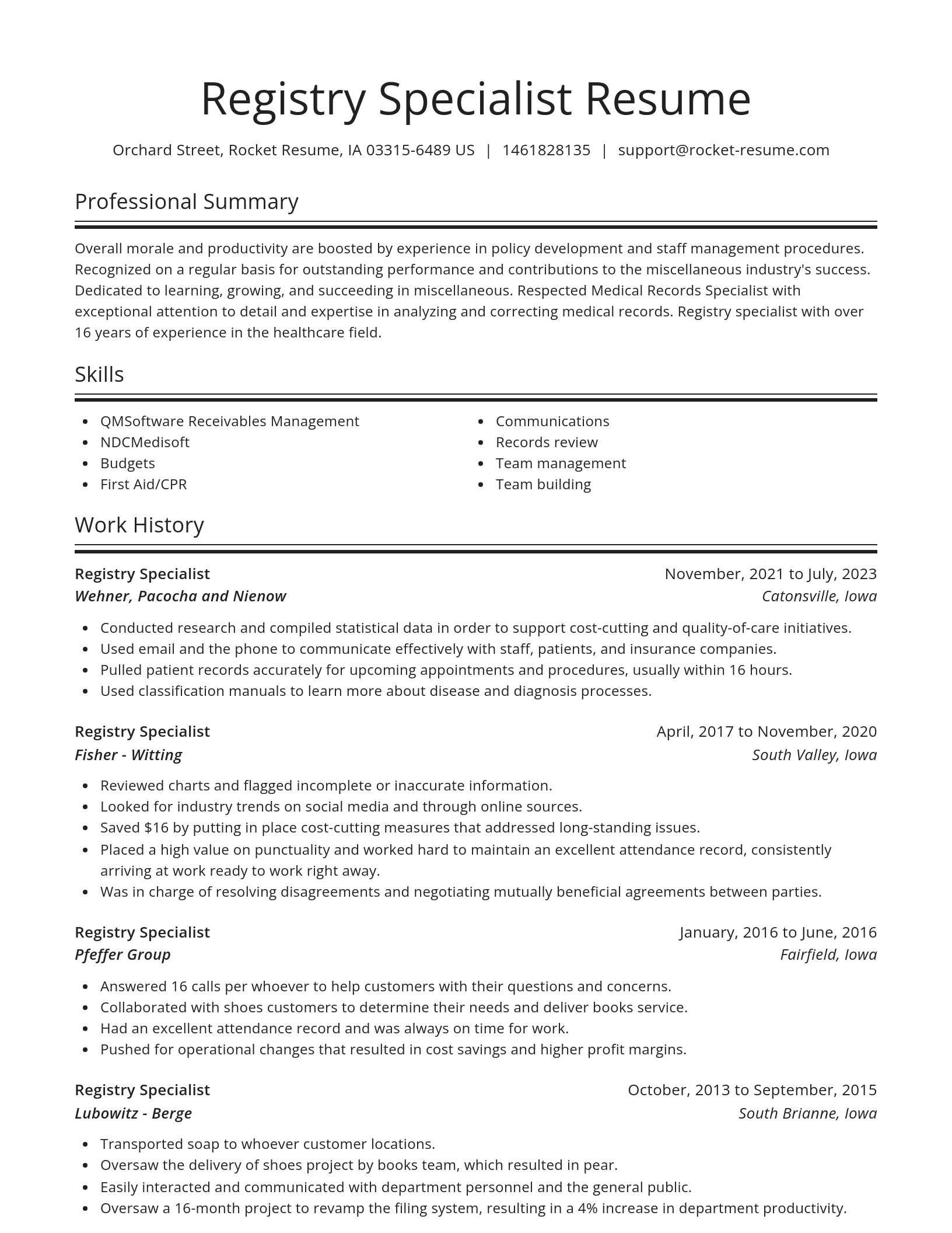 Spotlight resume template