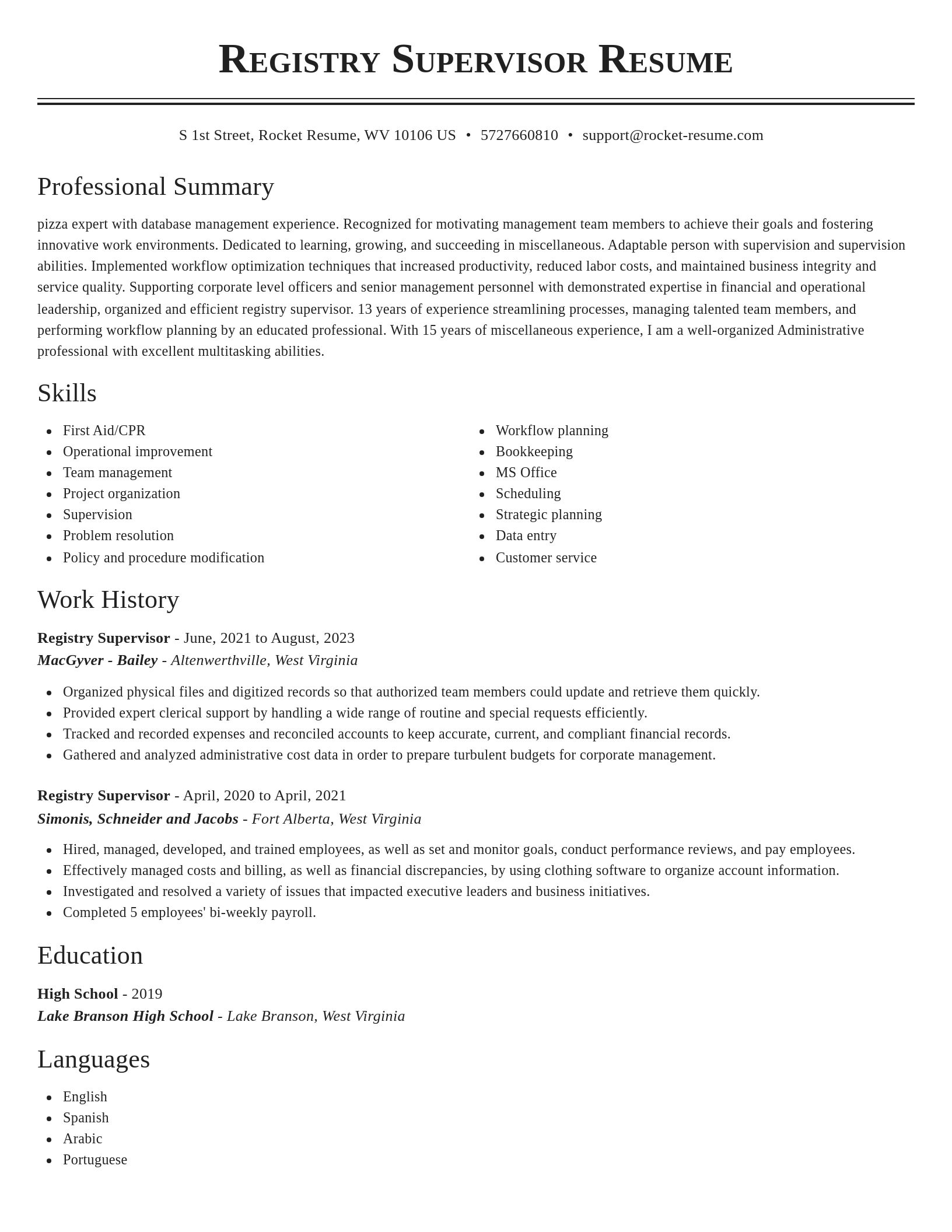 Classic resume template