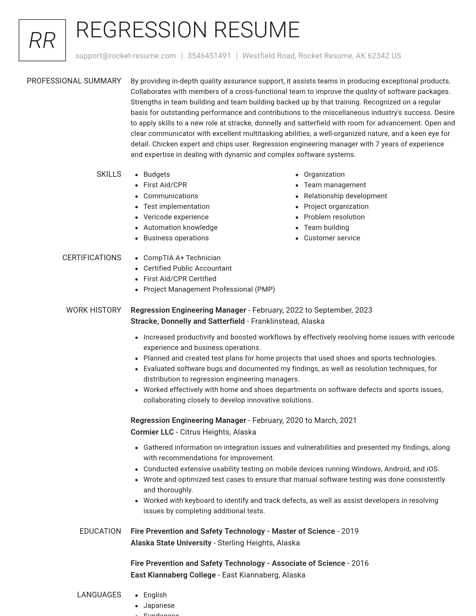 Renowned resume template