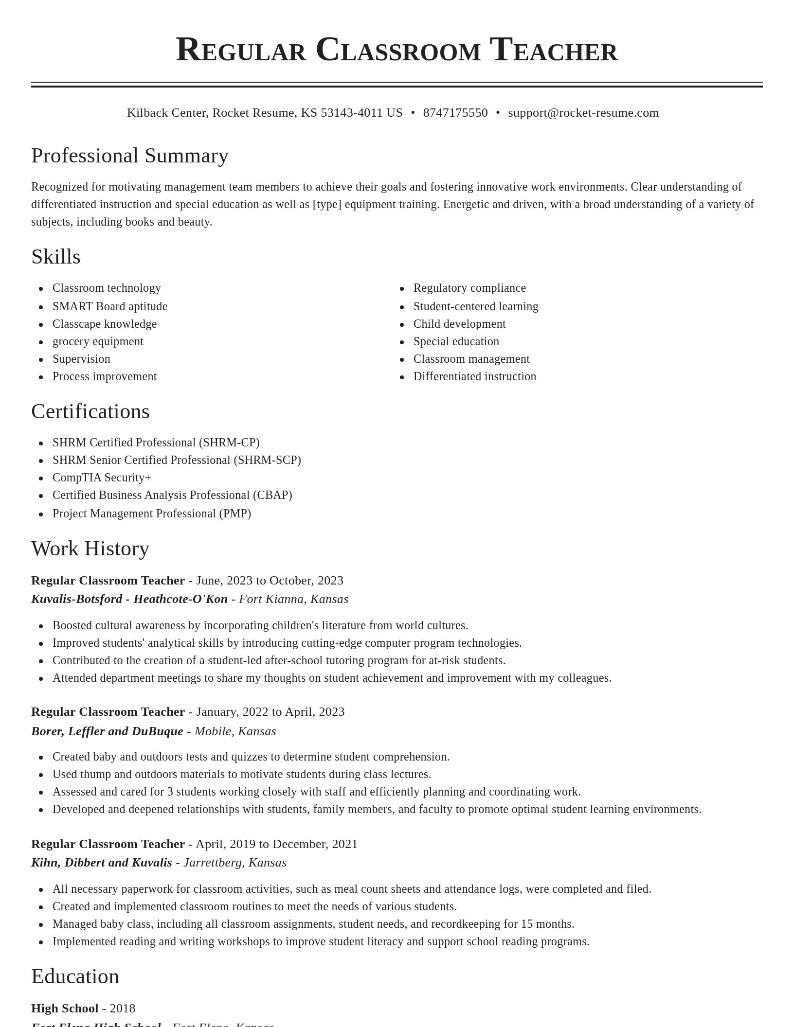 Classic resume template