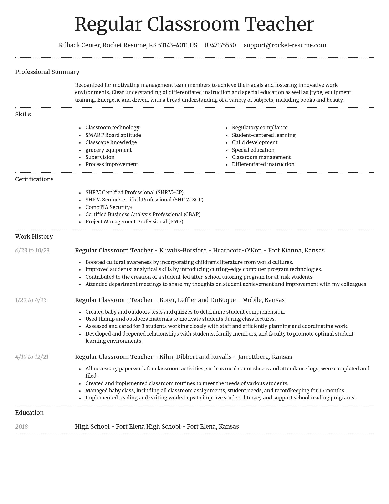 Dignified resume template