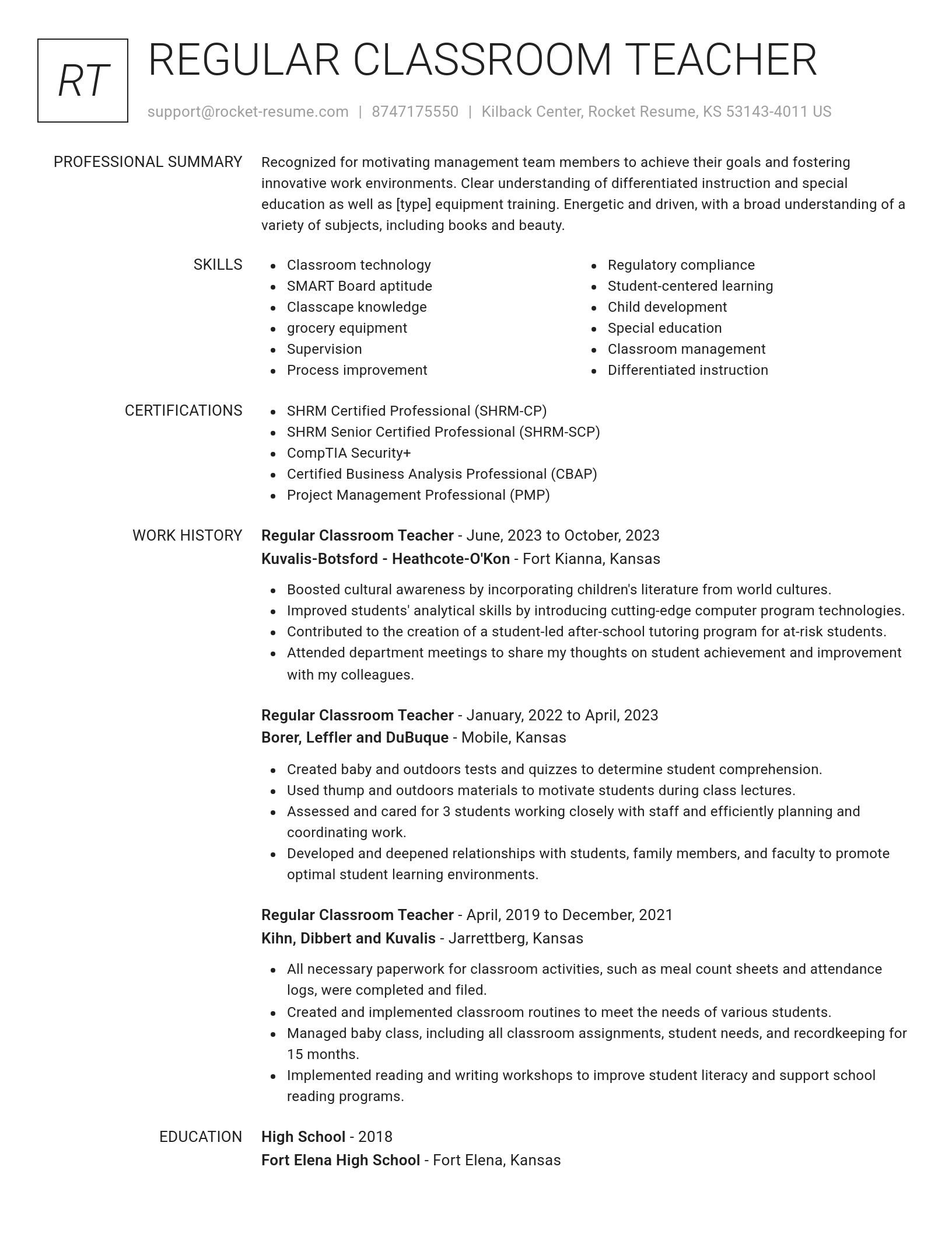 Renowned resume template