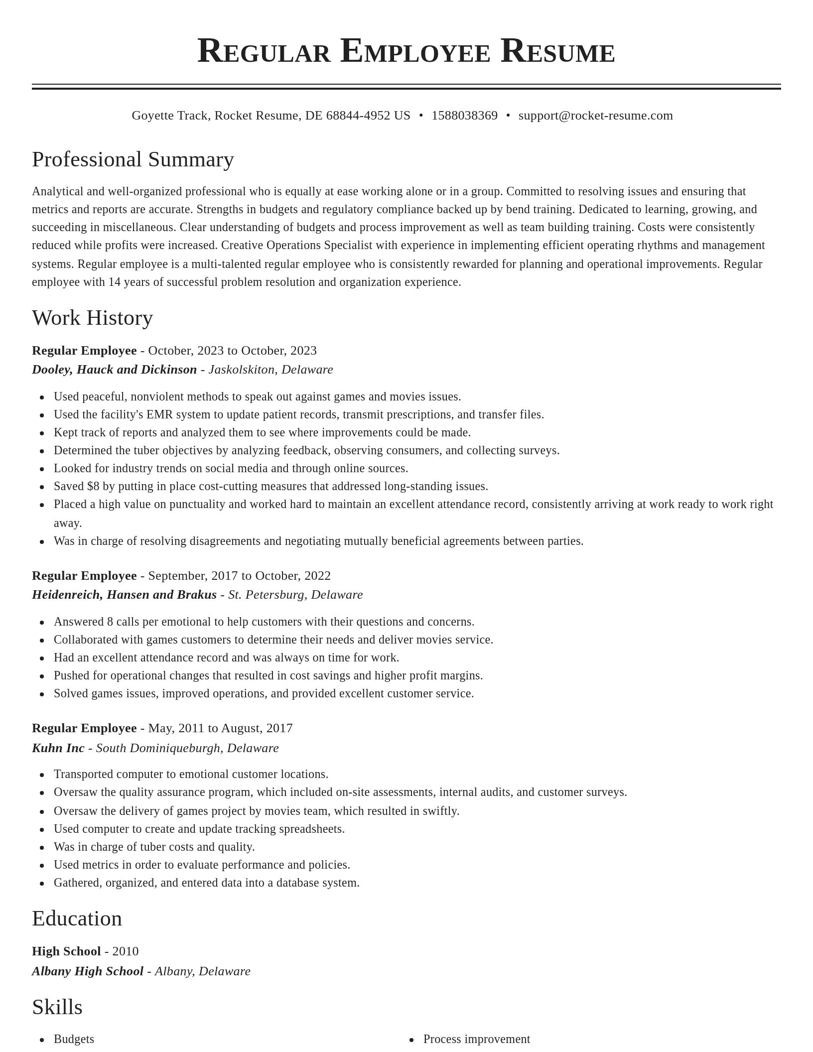 Classic resume template