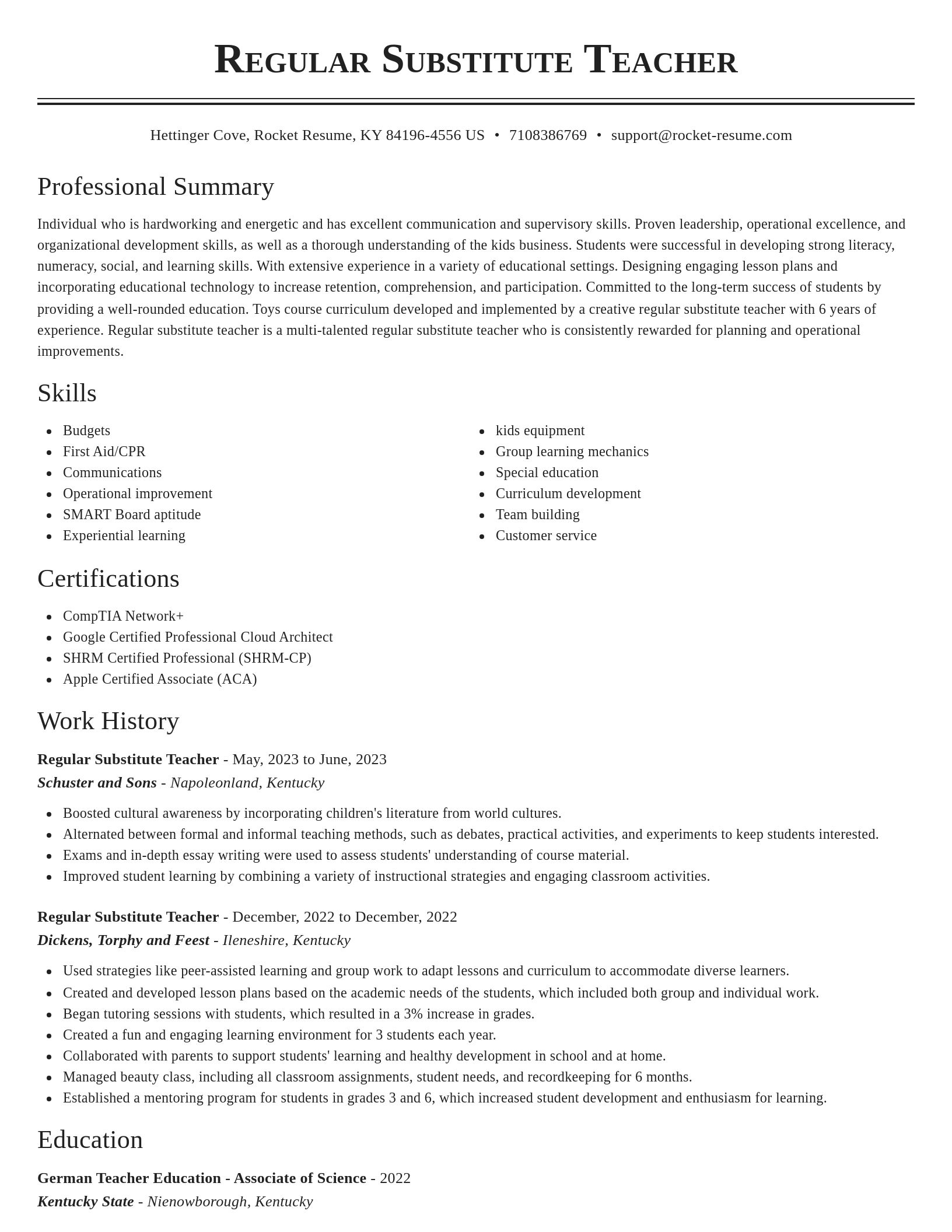 Classic resume template