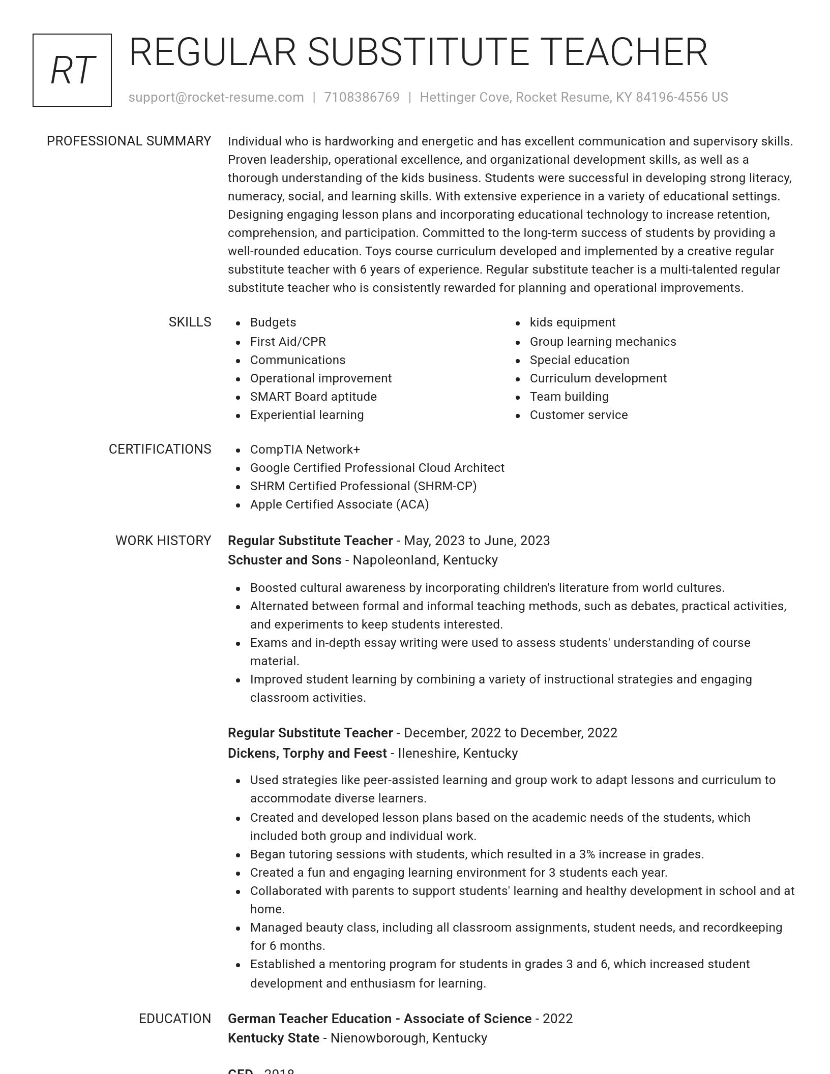 Renowned resume template
