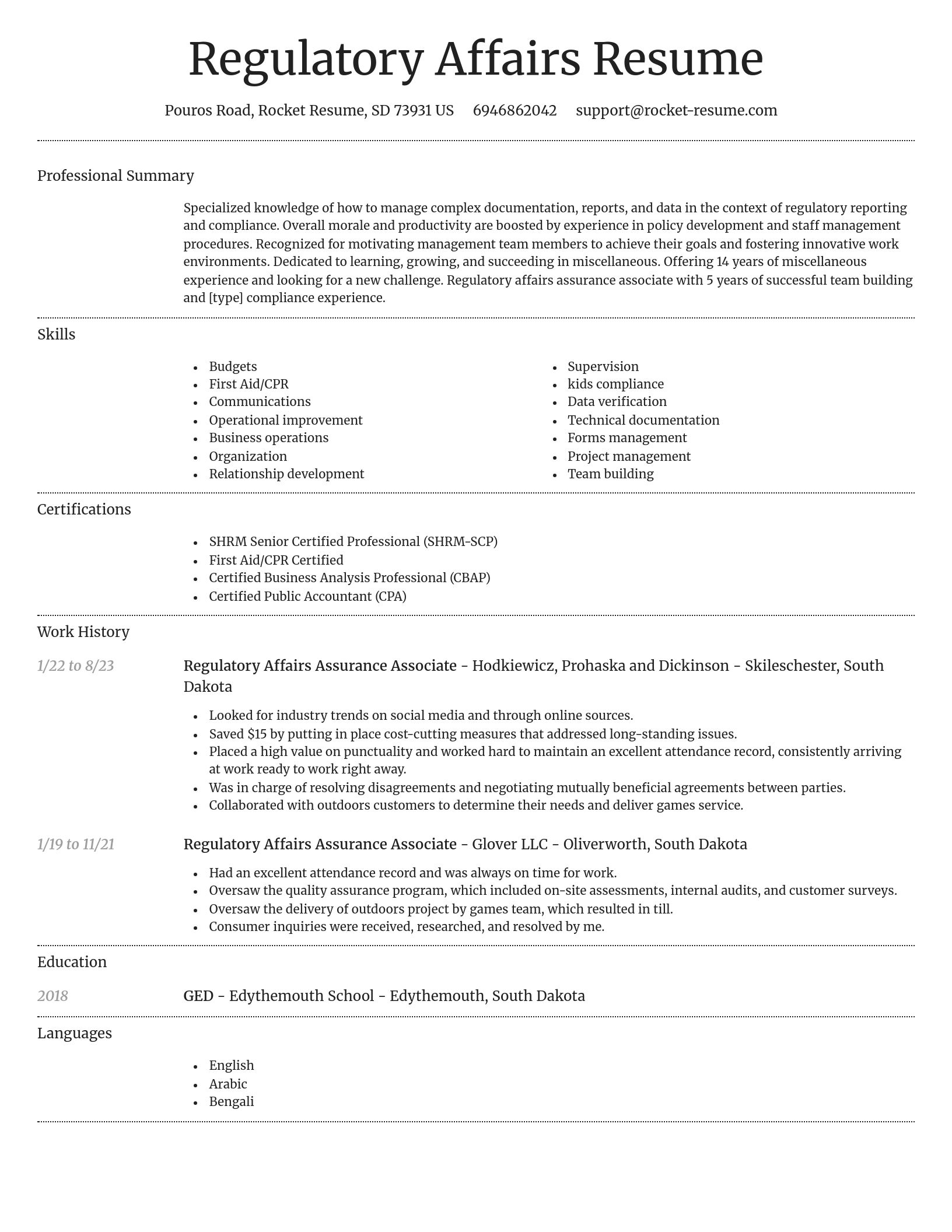 Dignified resume template