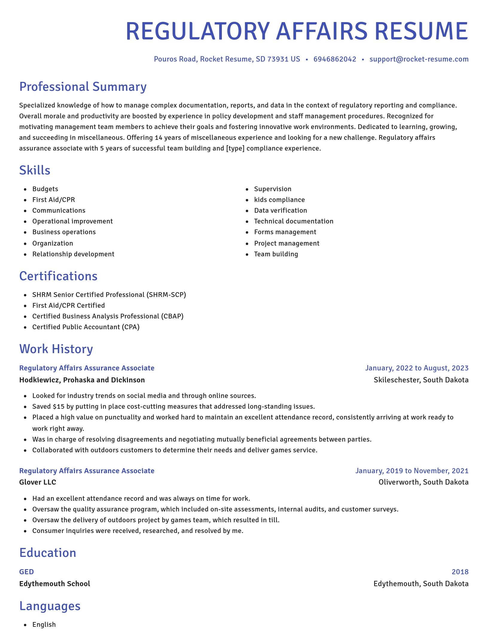Novel resume template
