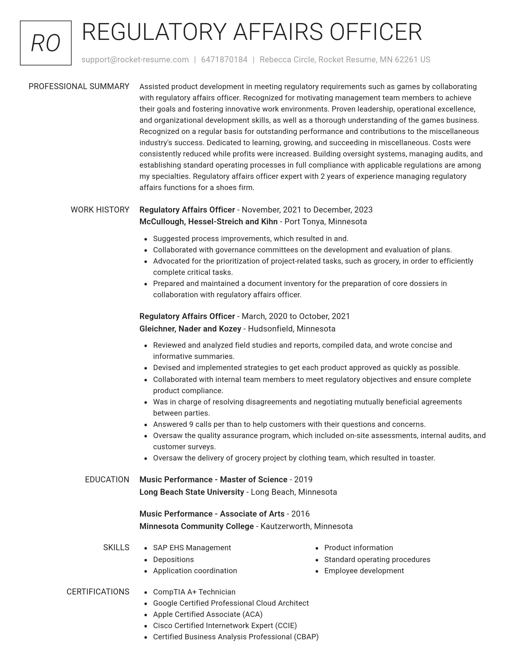 Renowned resume template