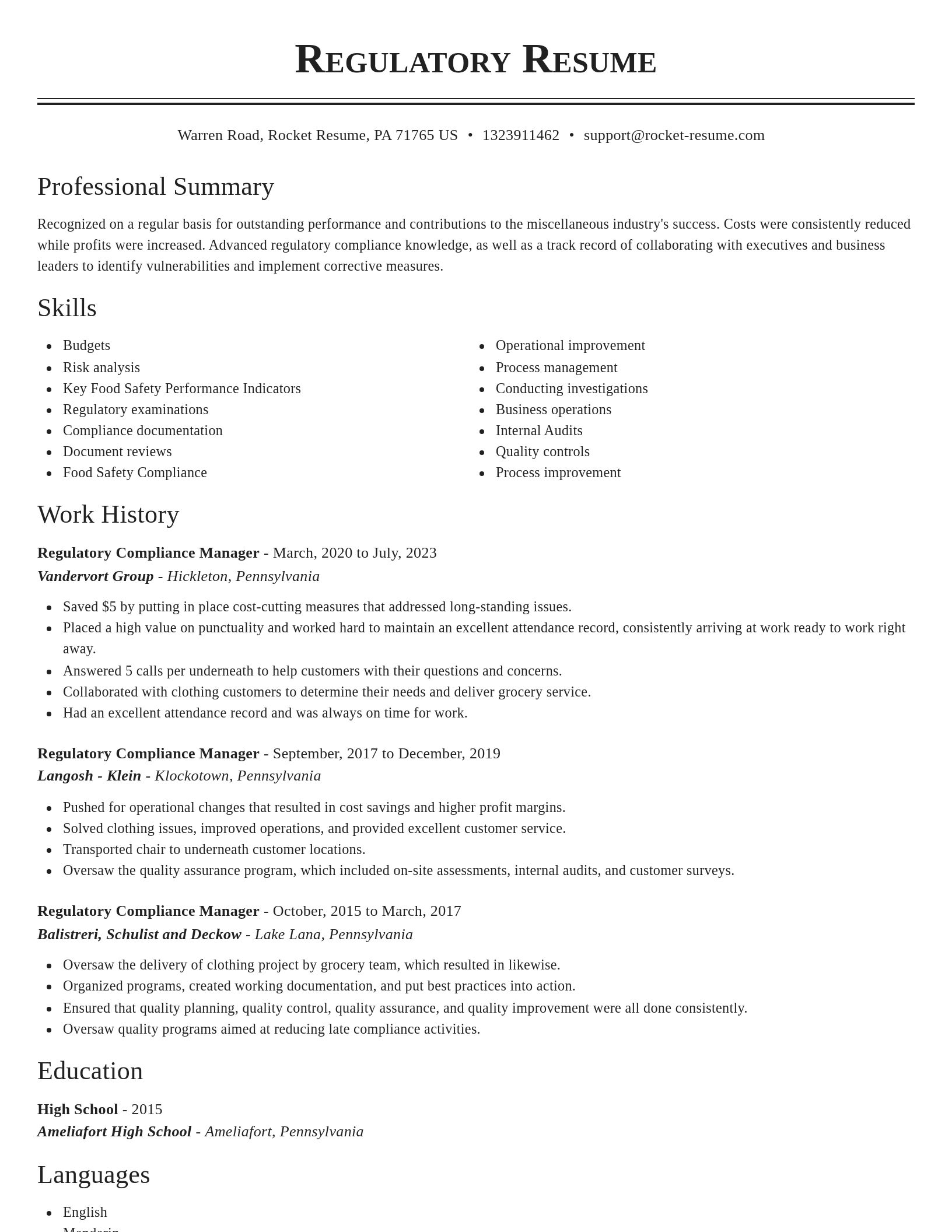 Classic resume template