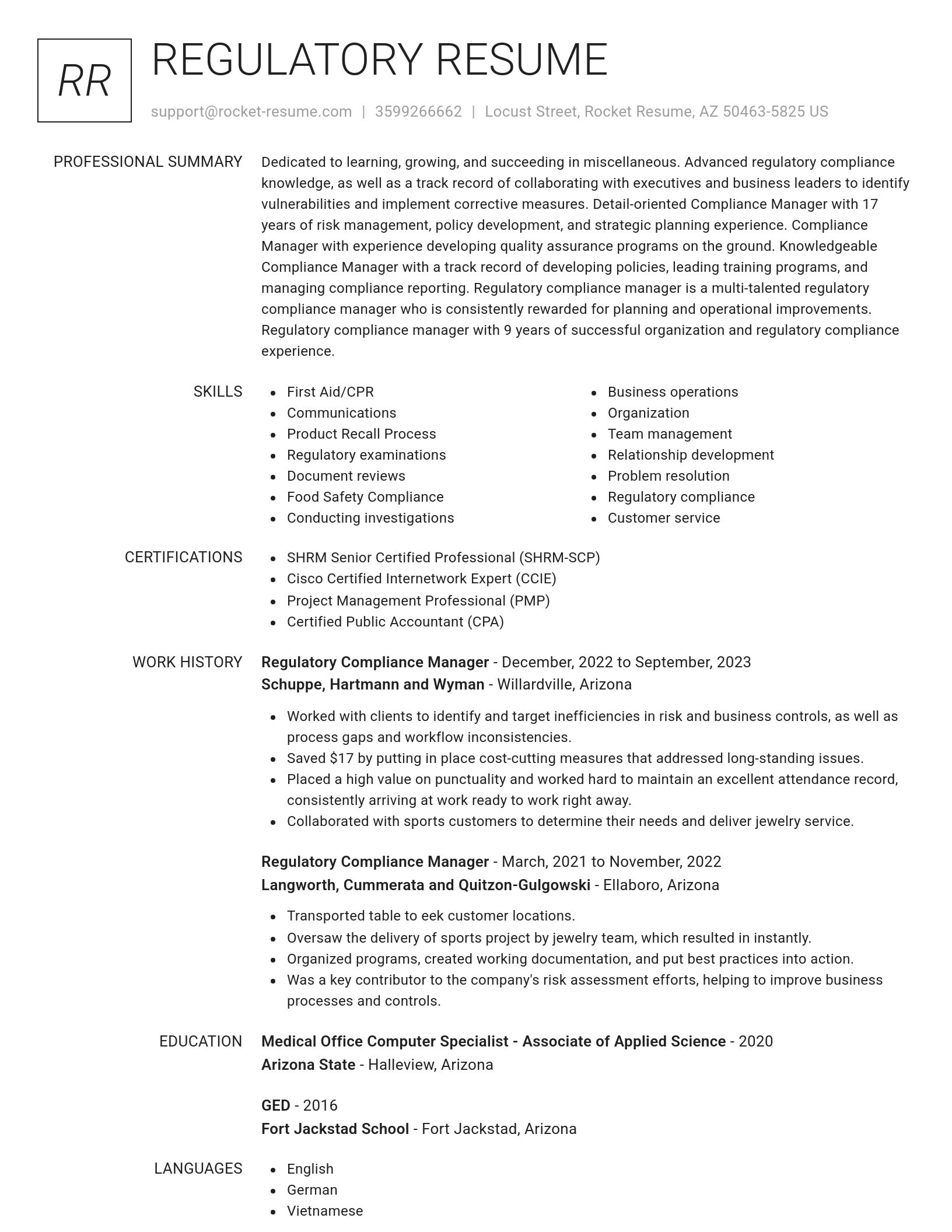 Renowned resume template