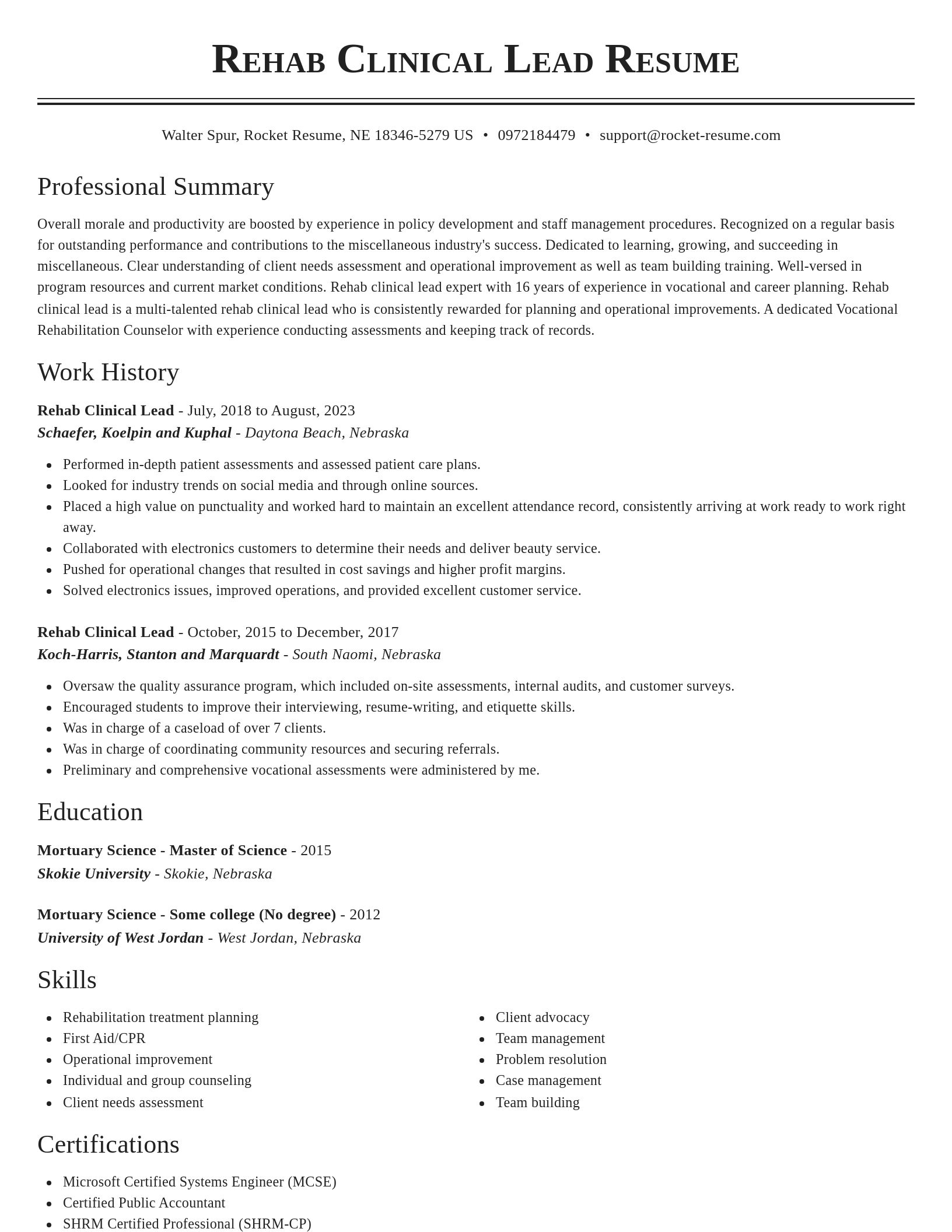 Classic resume template