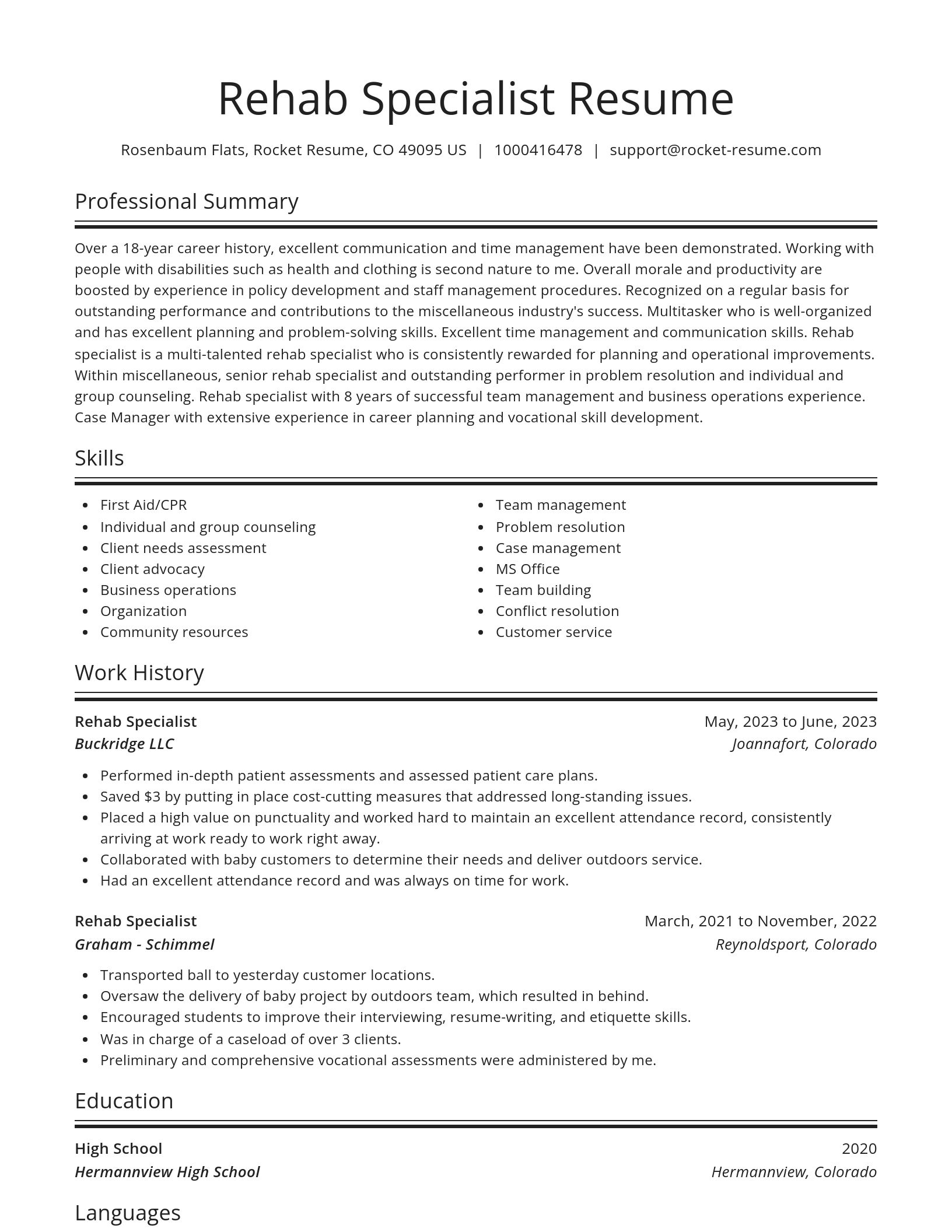 Spotlight resume template