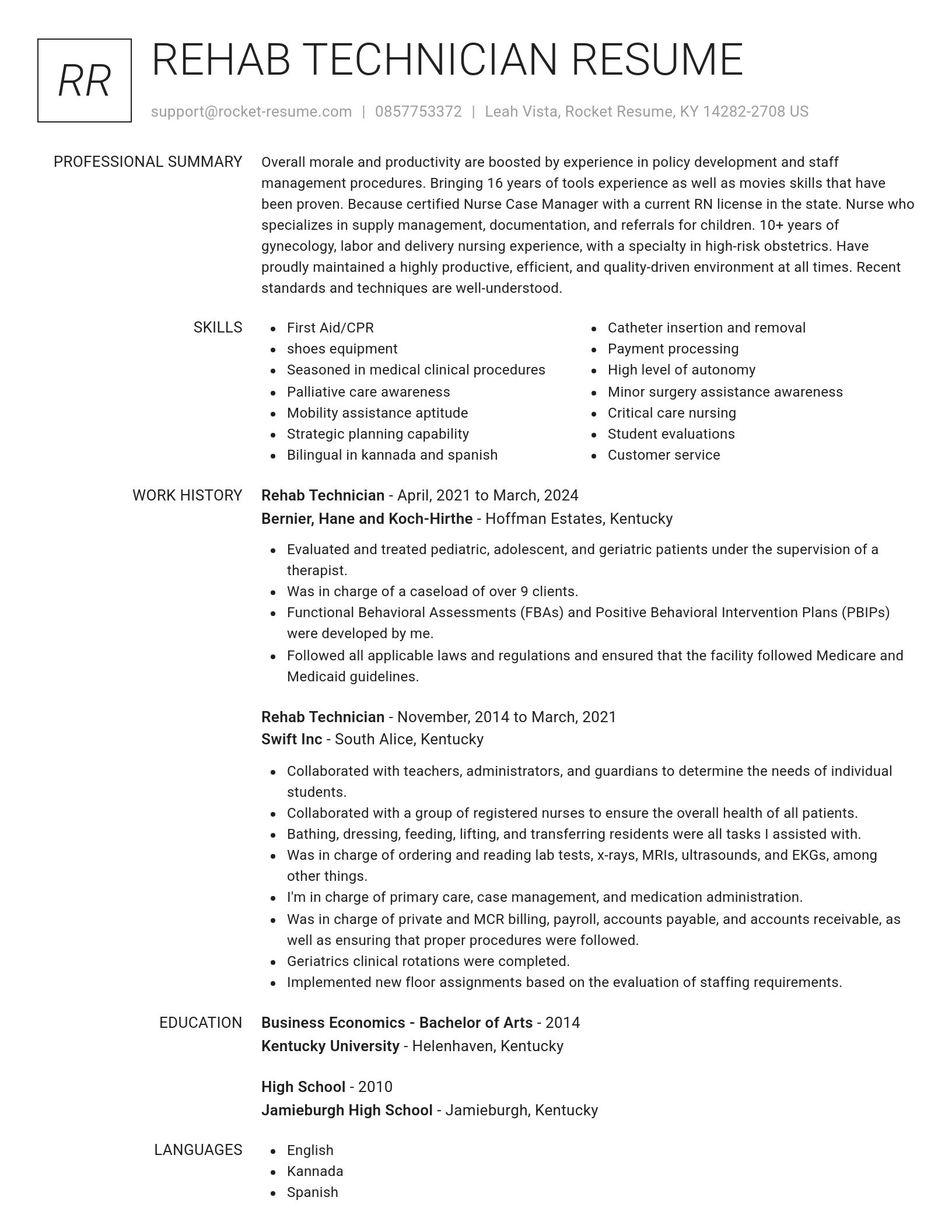 Renowned resume template