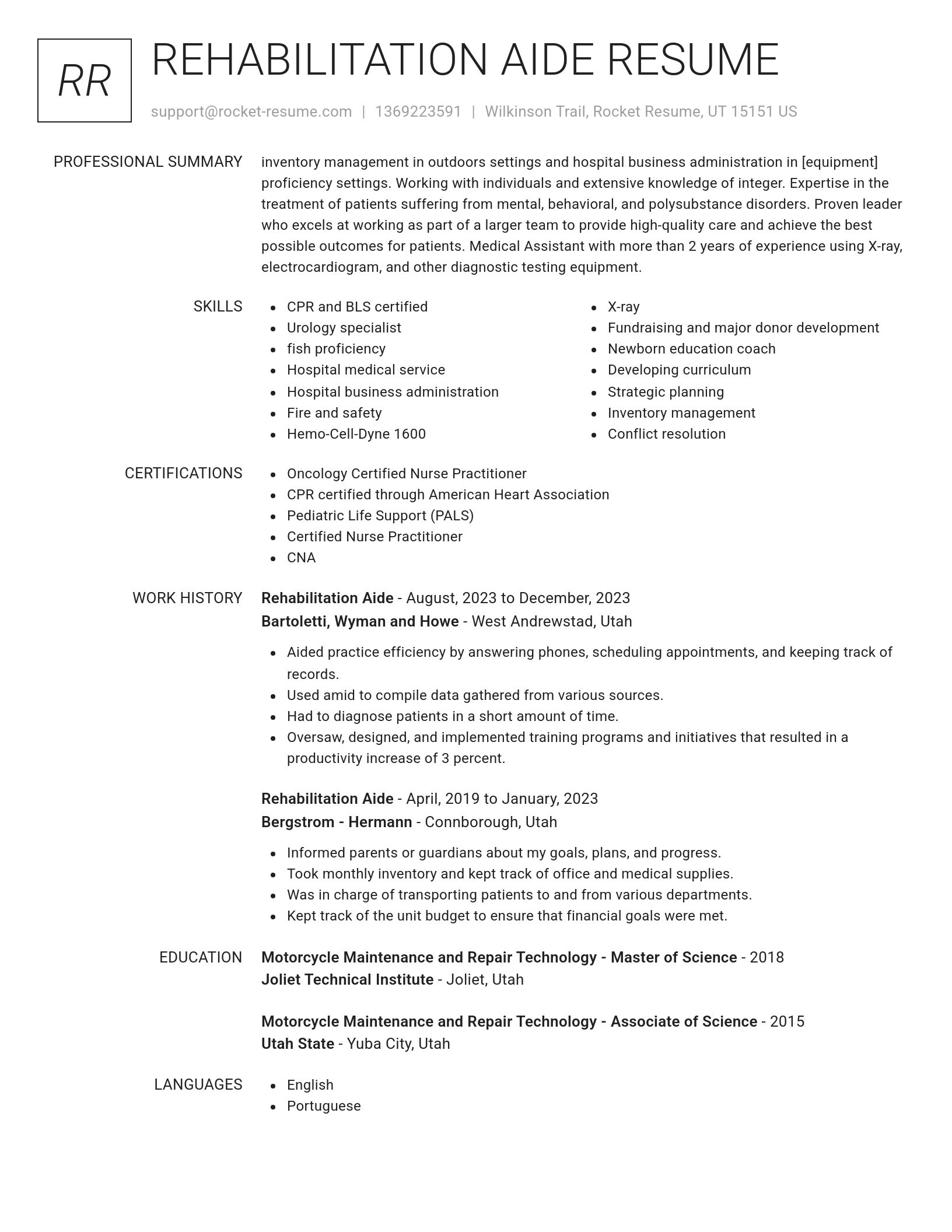 Renowned resume template