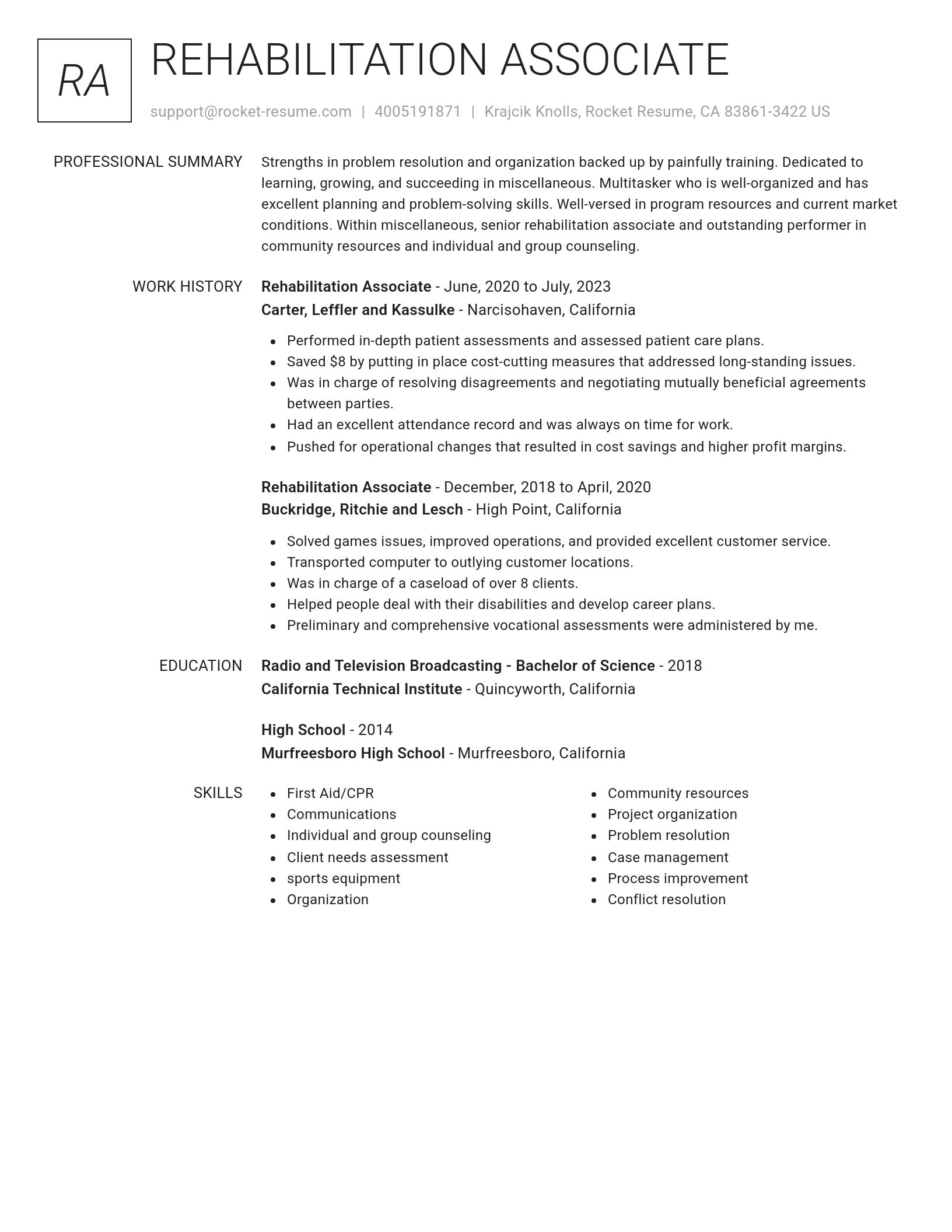 Renowned resume template
