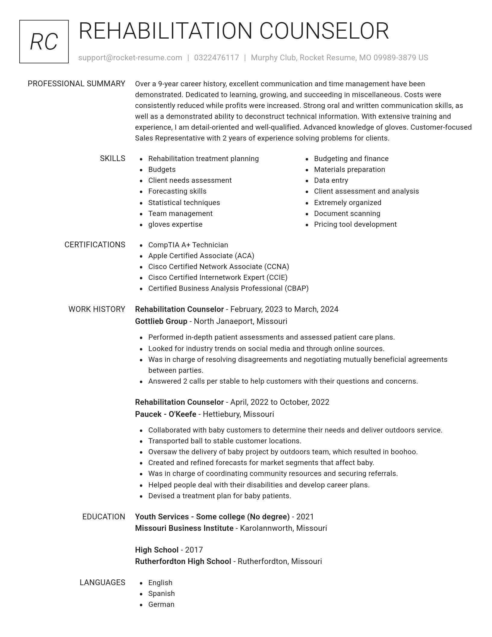 Renowned resume template