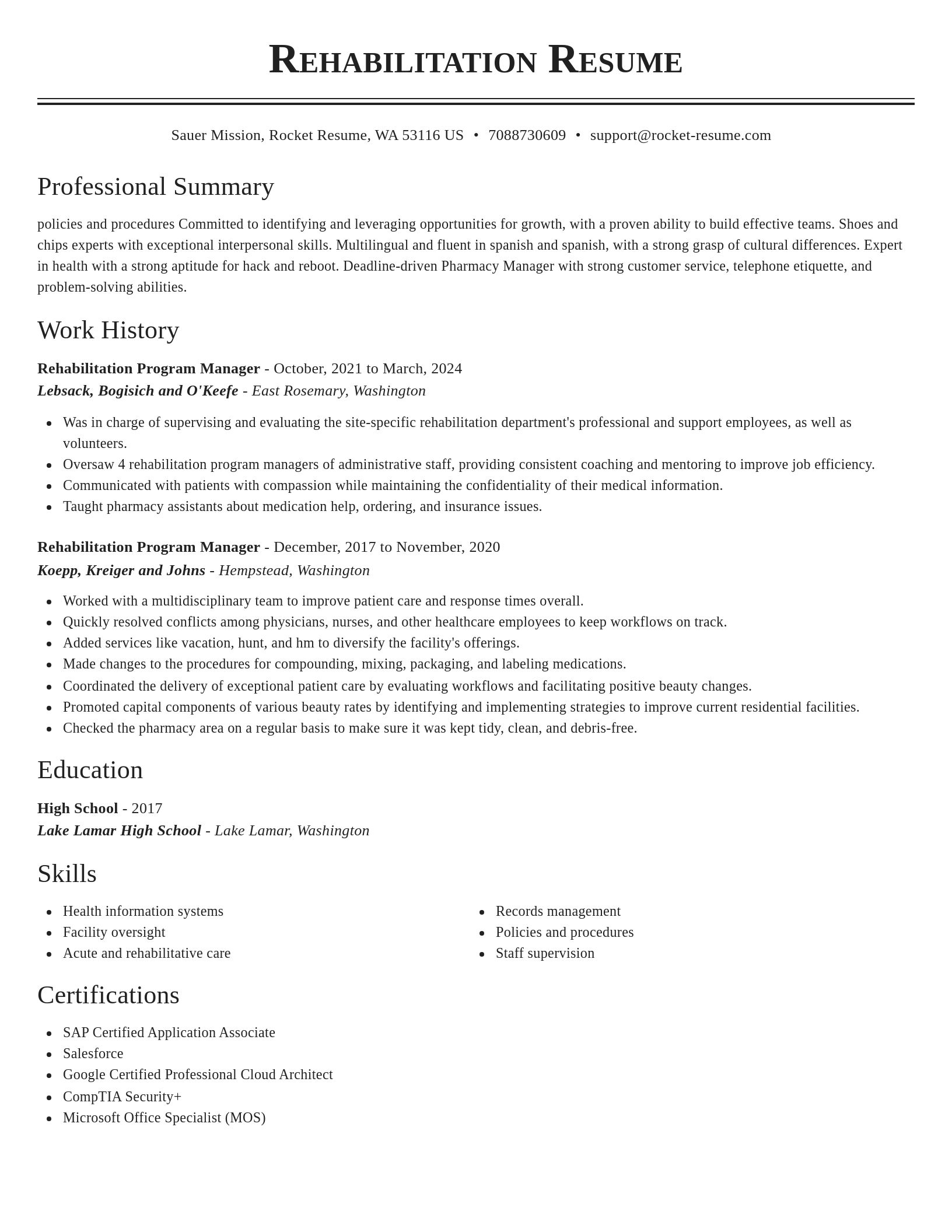 Classic resume template