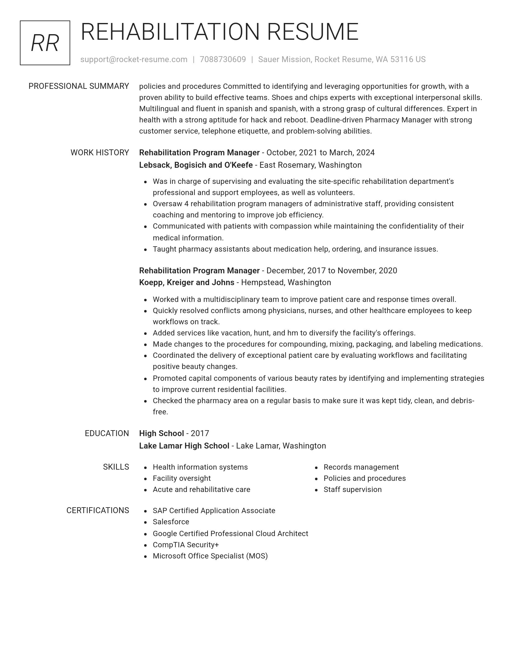 Renowned resume template