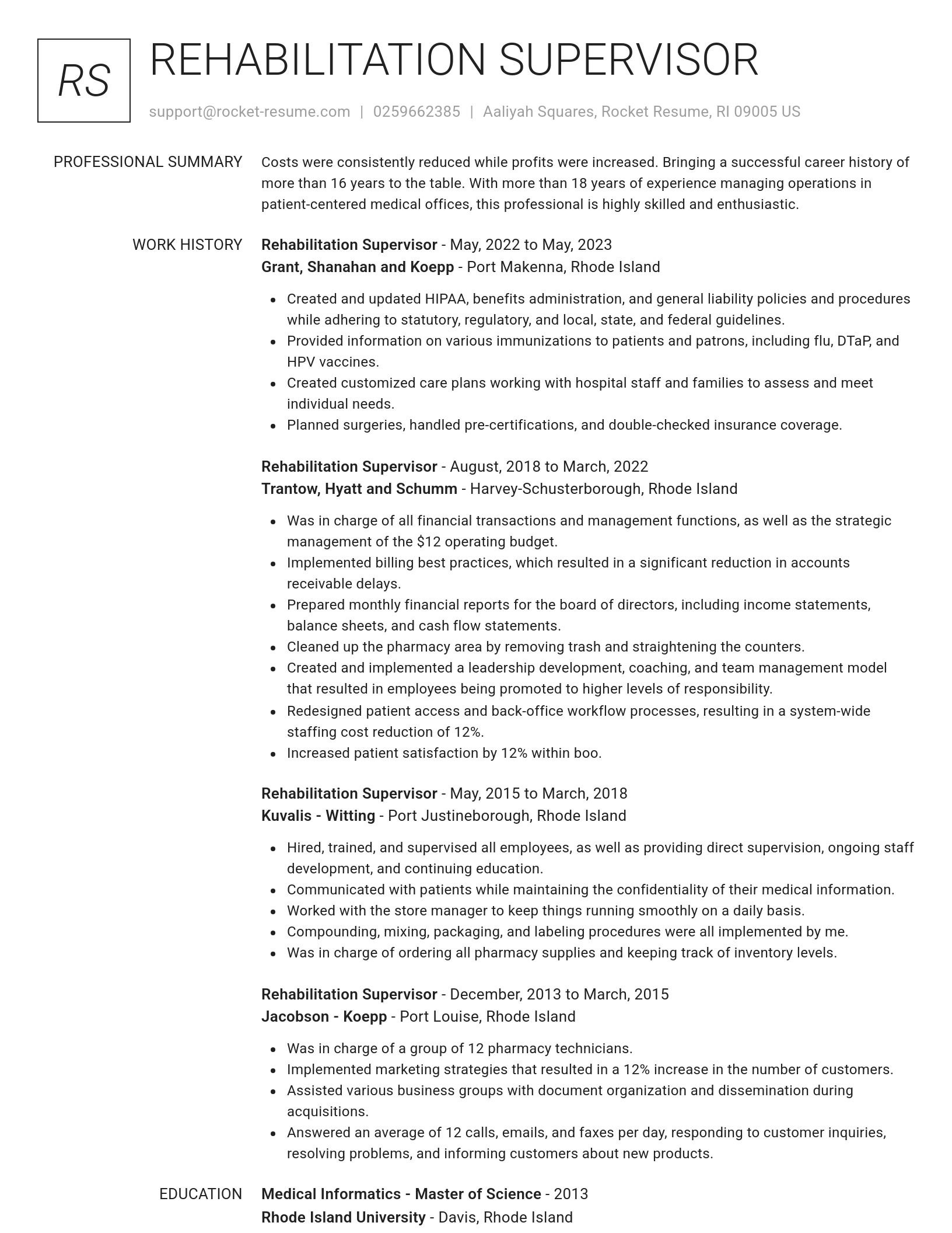 Renowned resume template