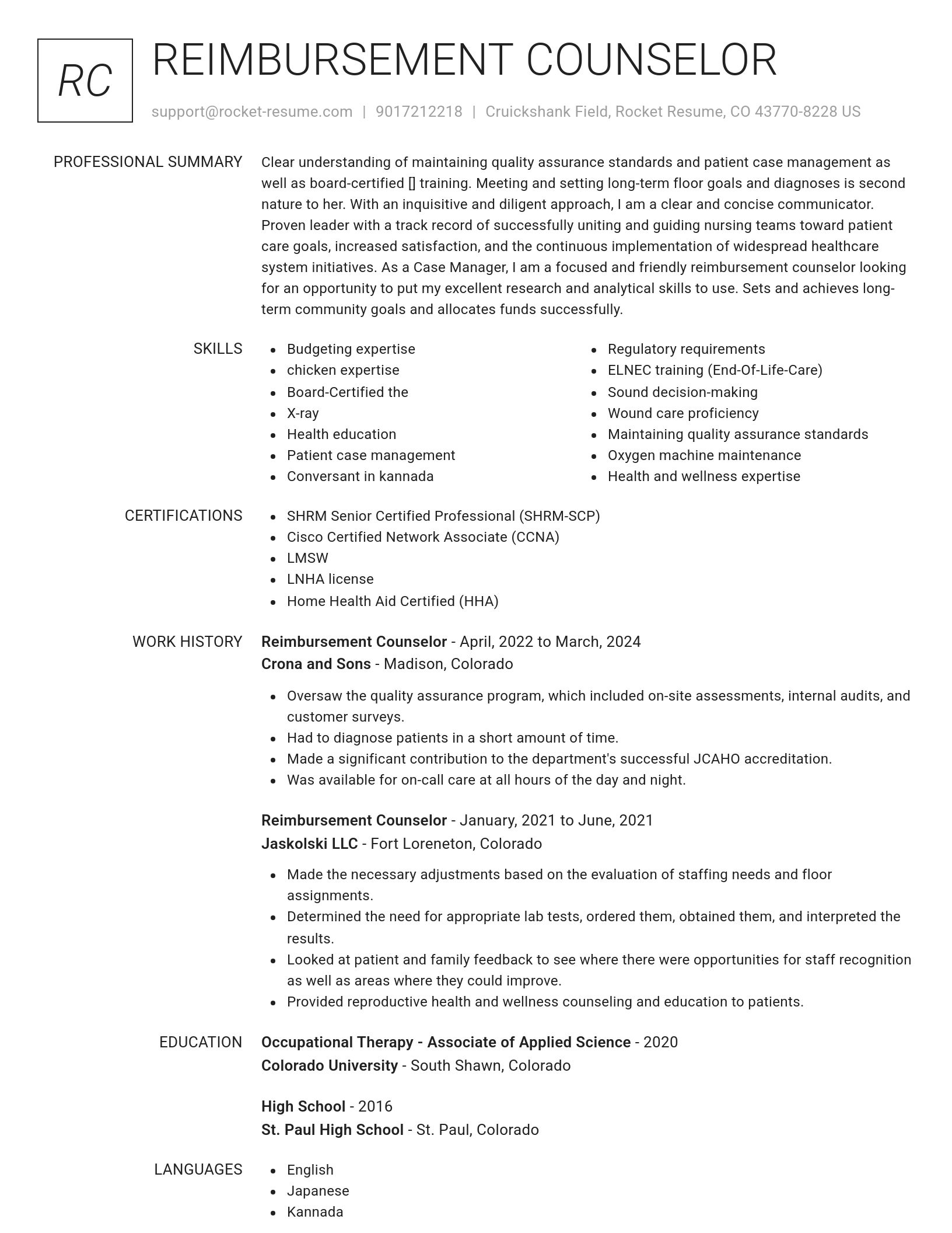 Renowned resume template