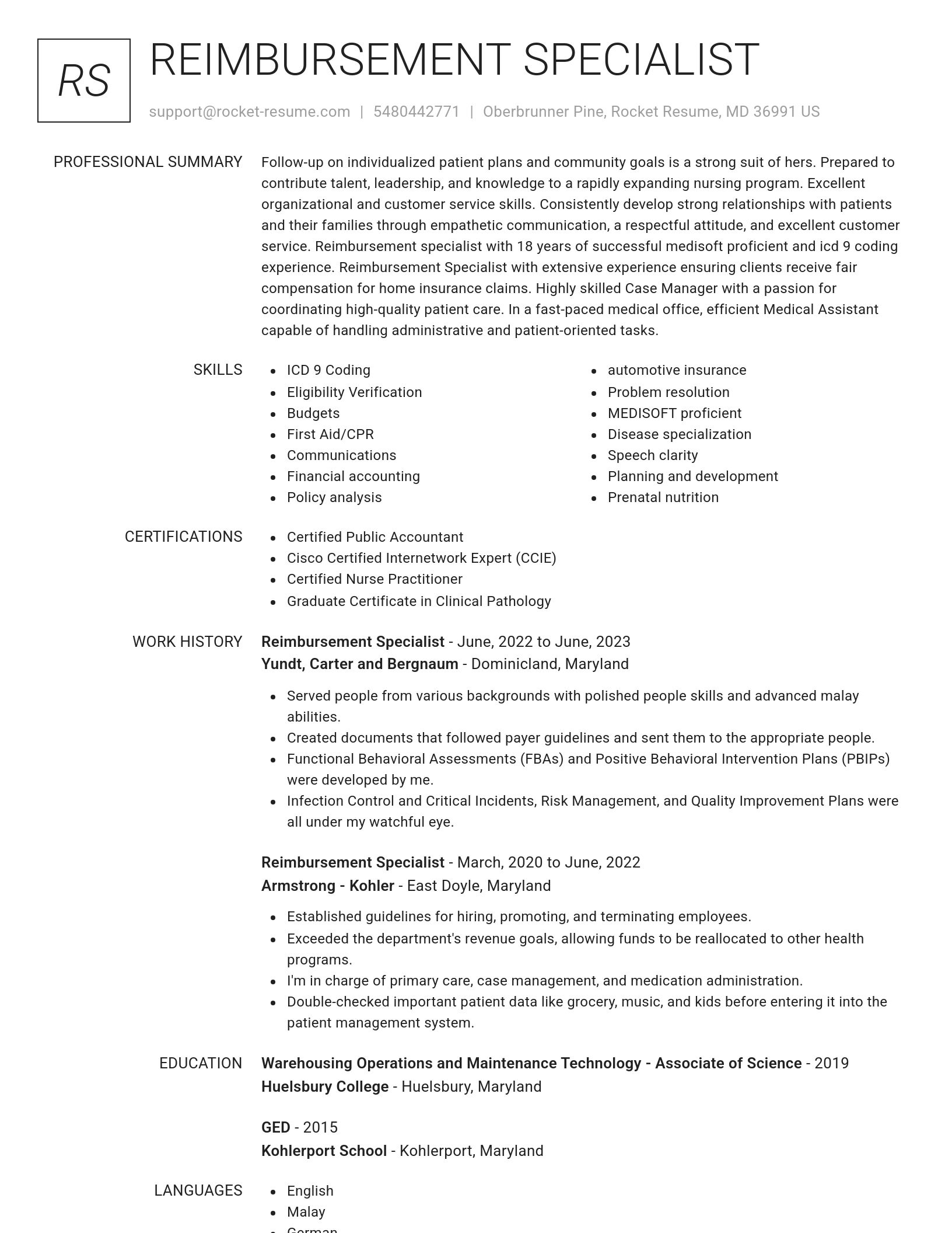 Renowned resume template