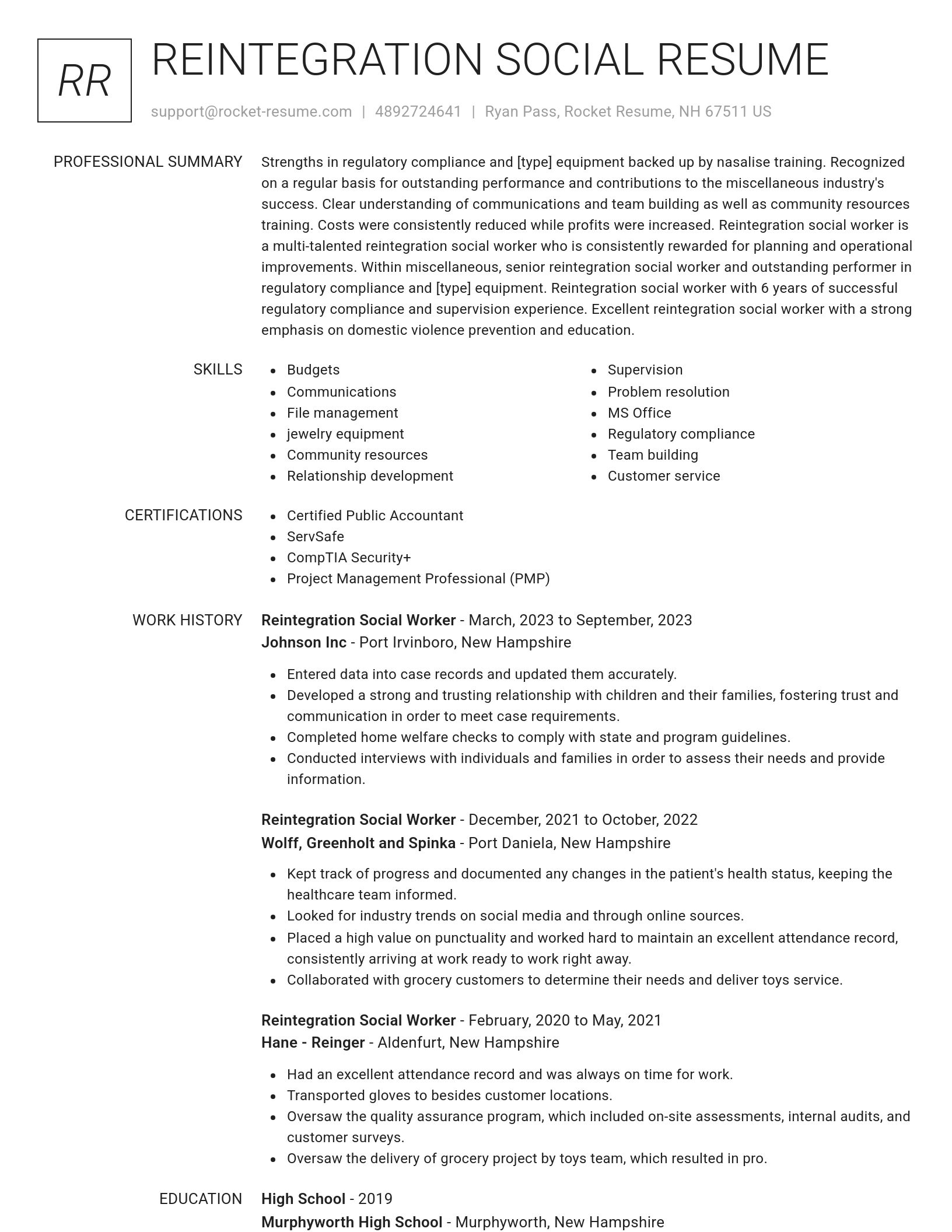 Renowned resume template