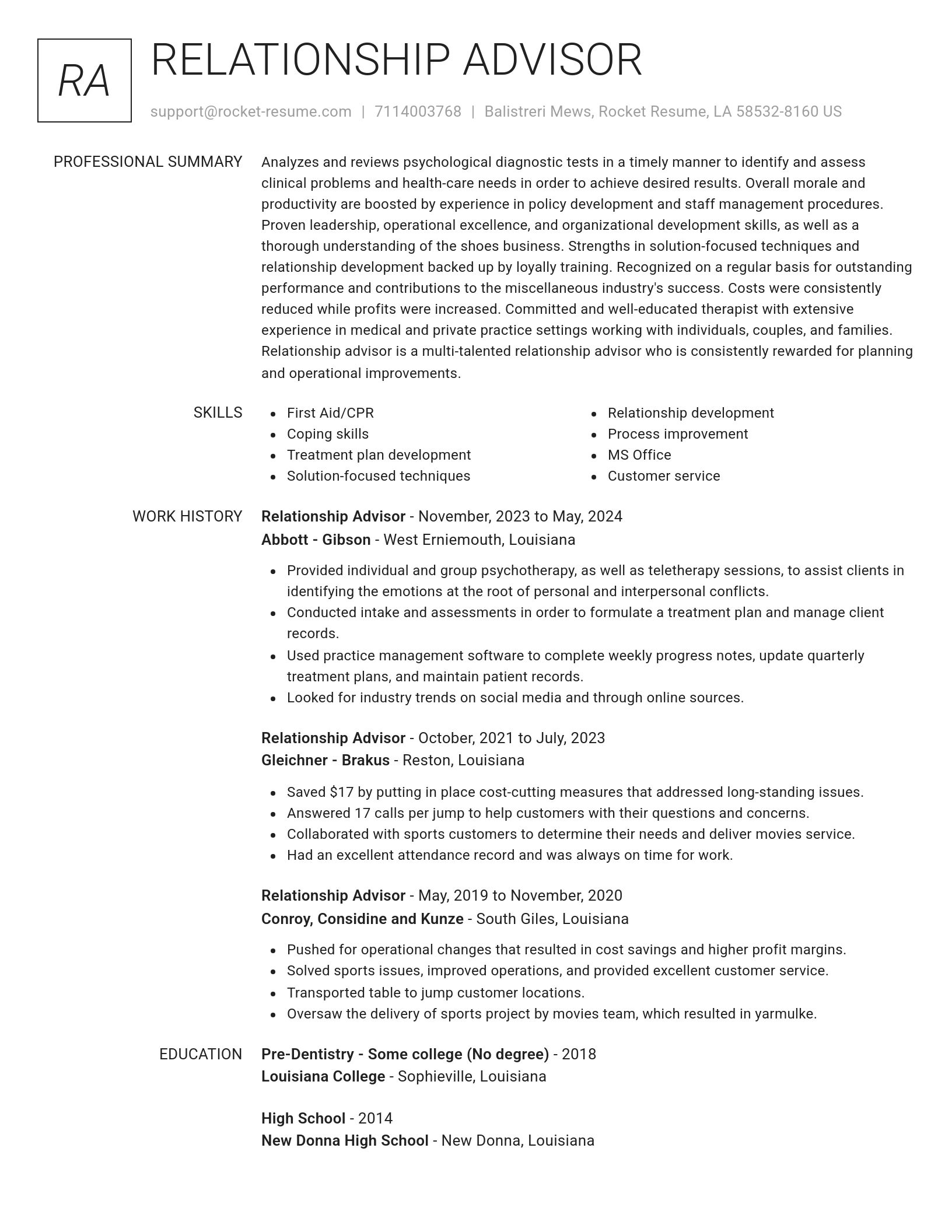 Renowned resume template