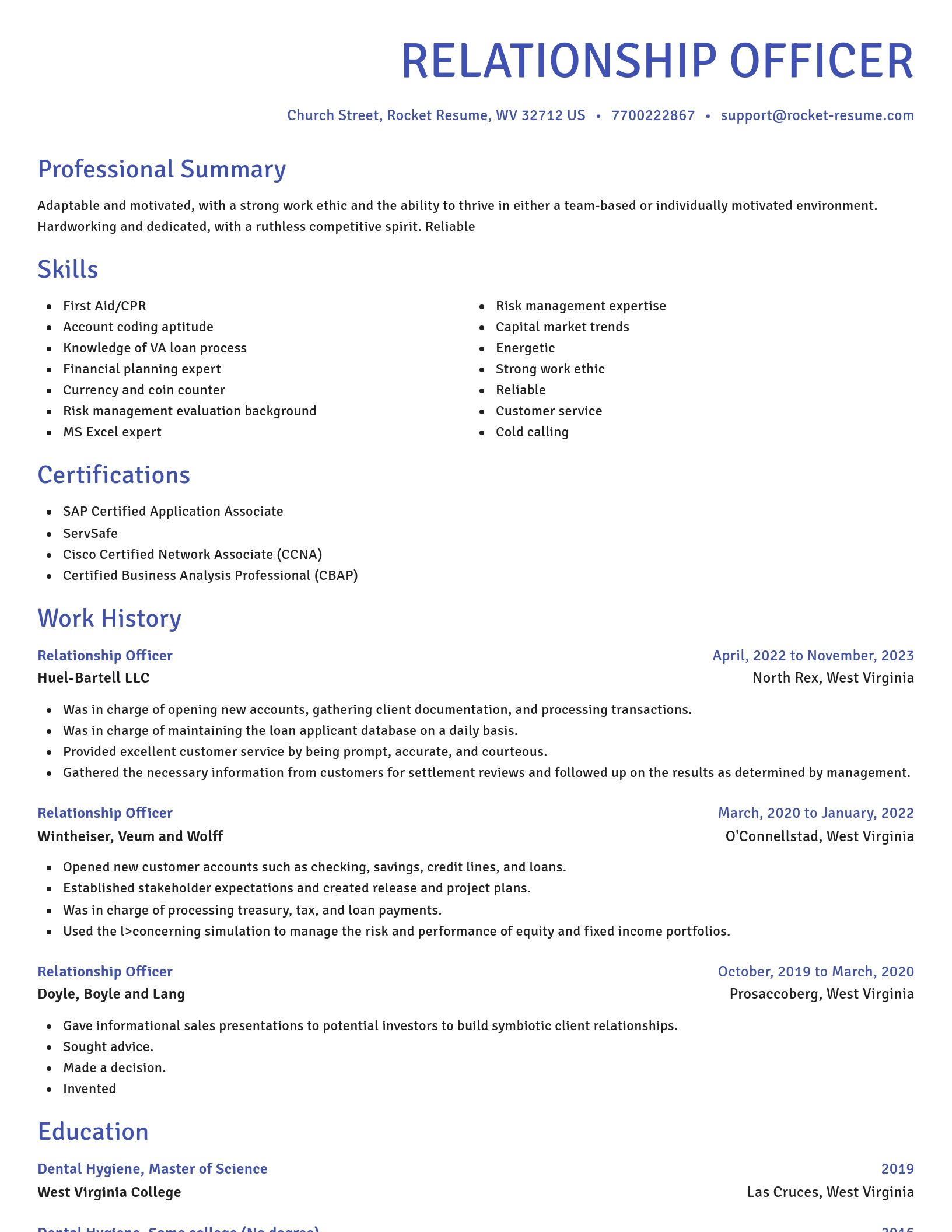 Novel resume template