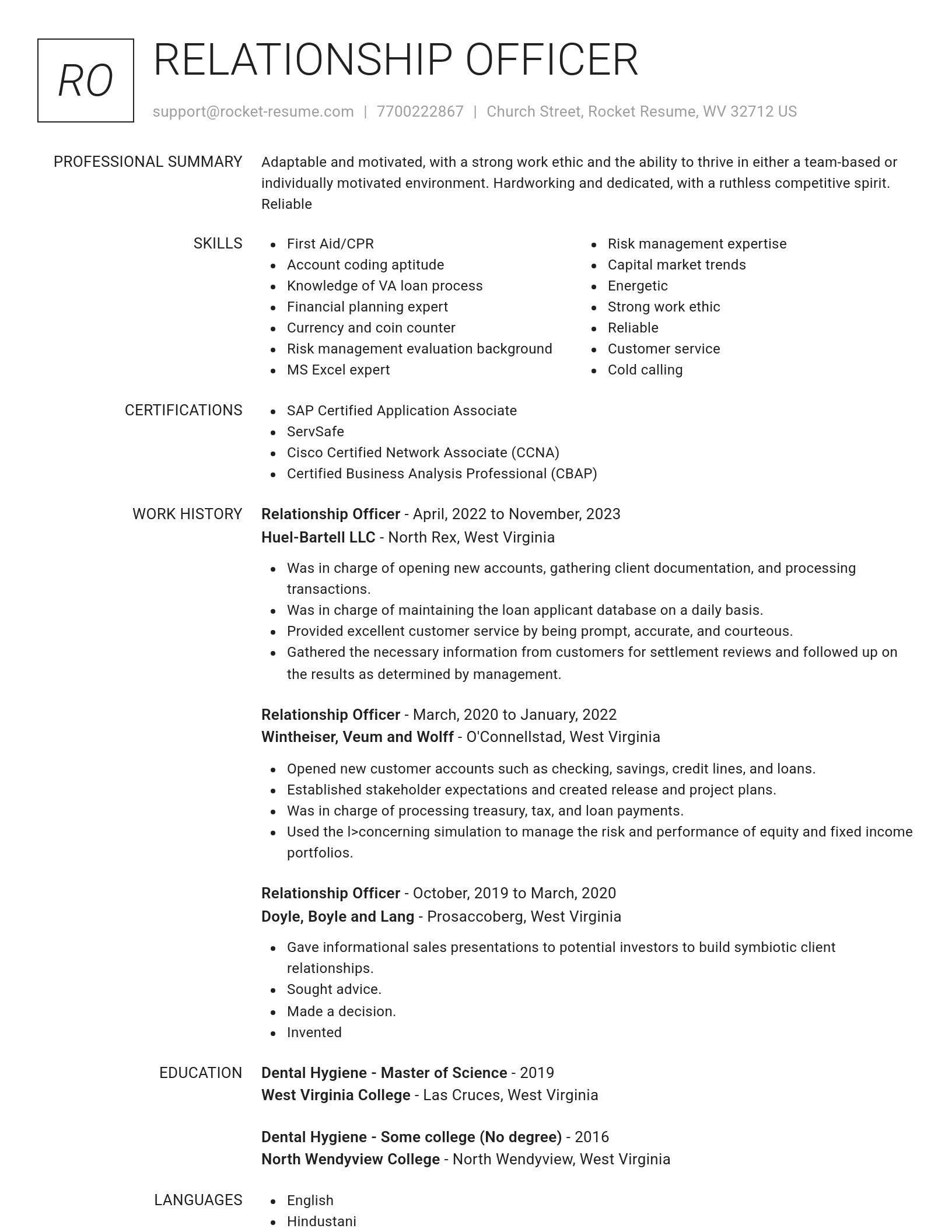 Renowned resume template