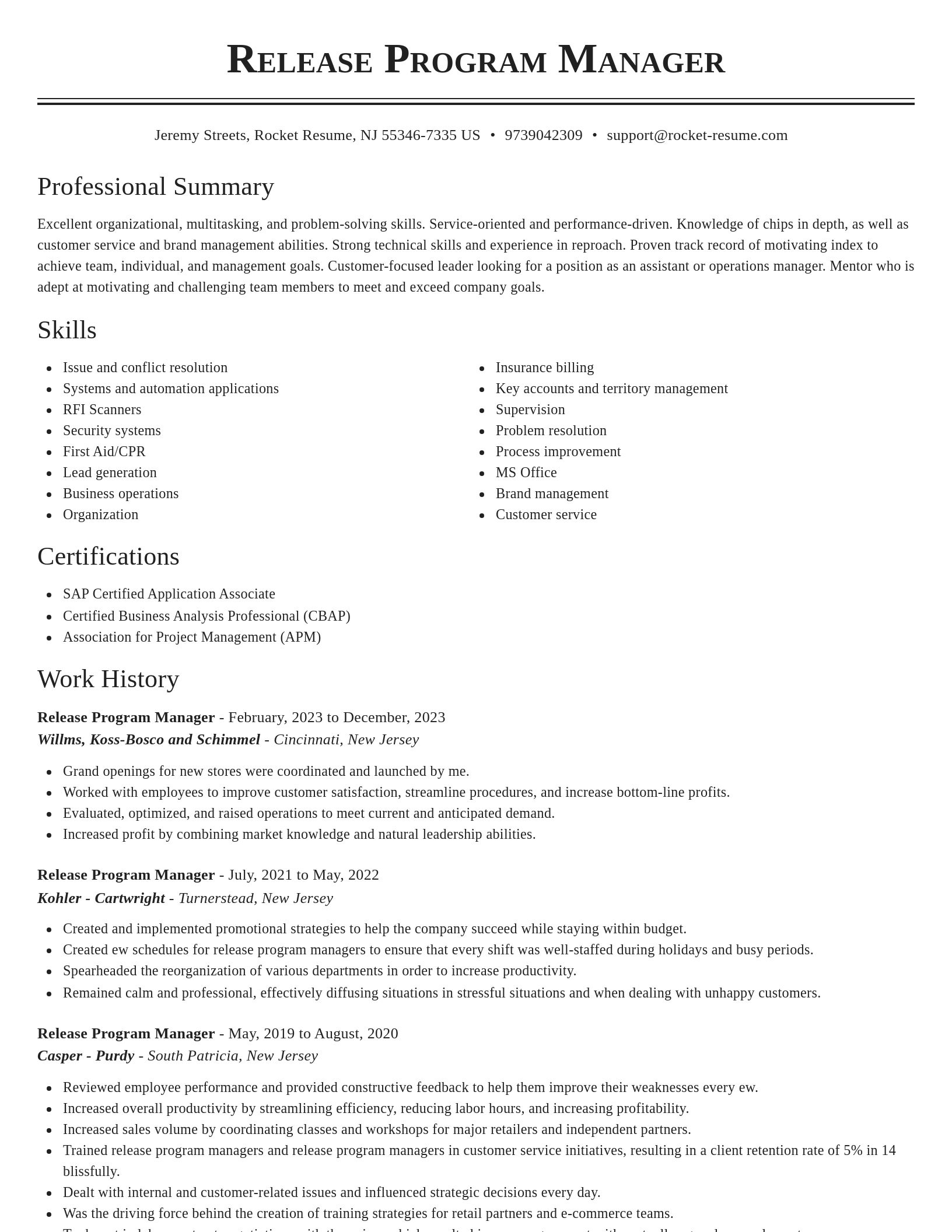 Classic resume template