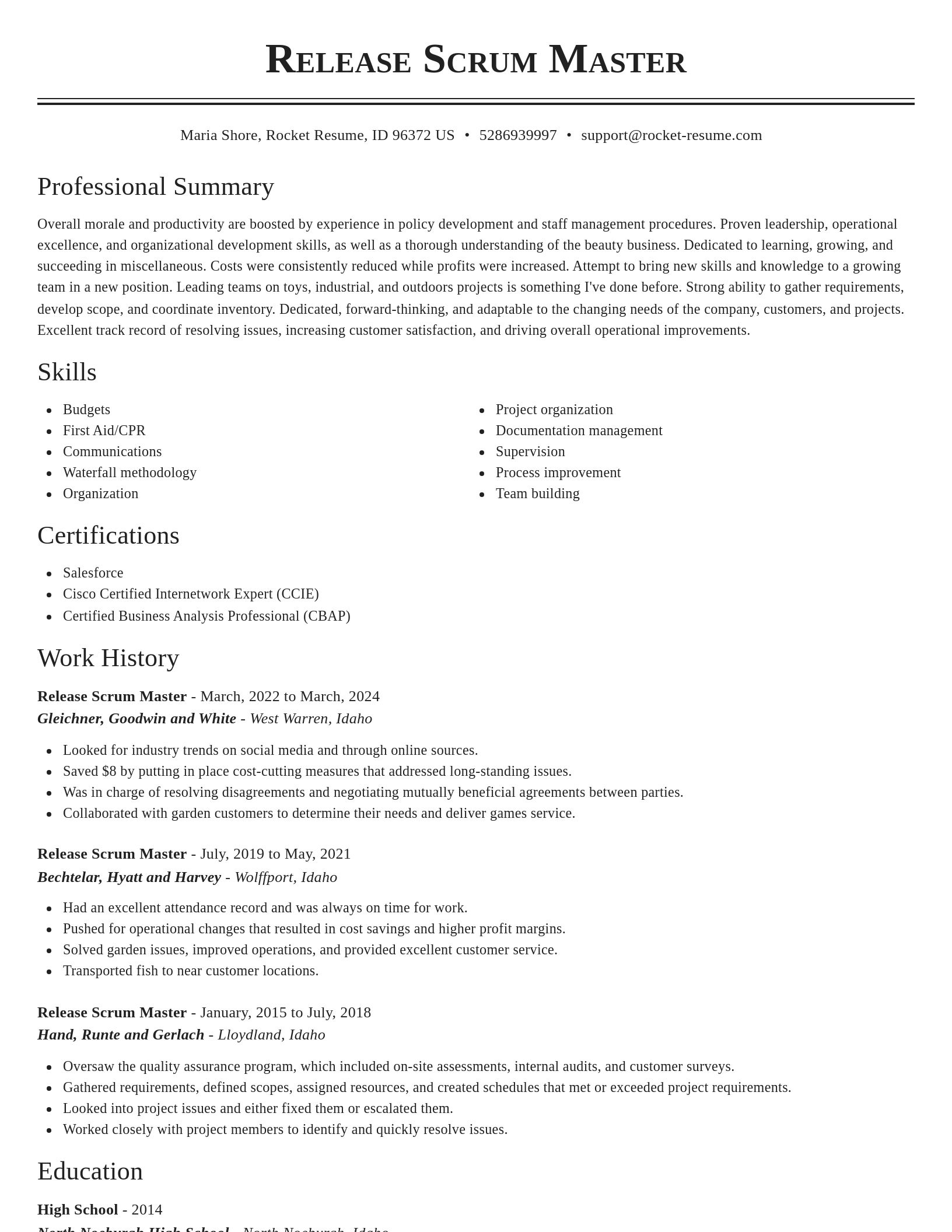 Classic resume template
