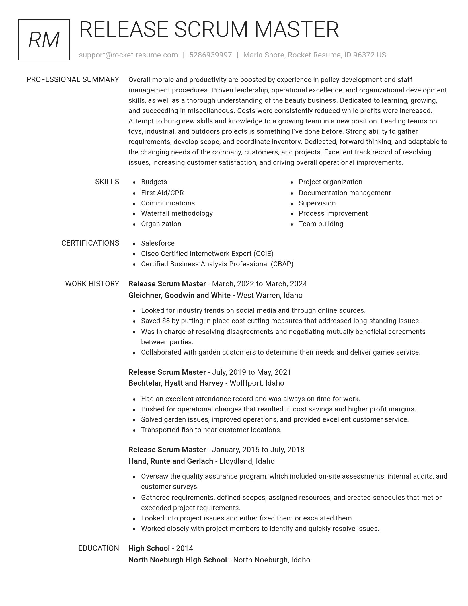 Renowned resume template