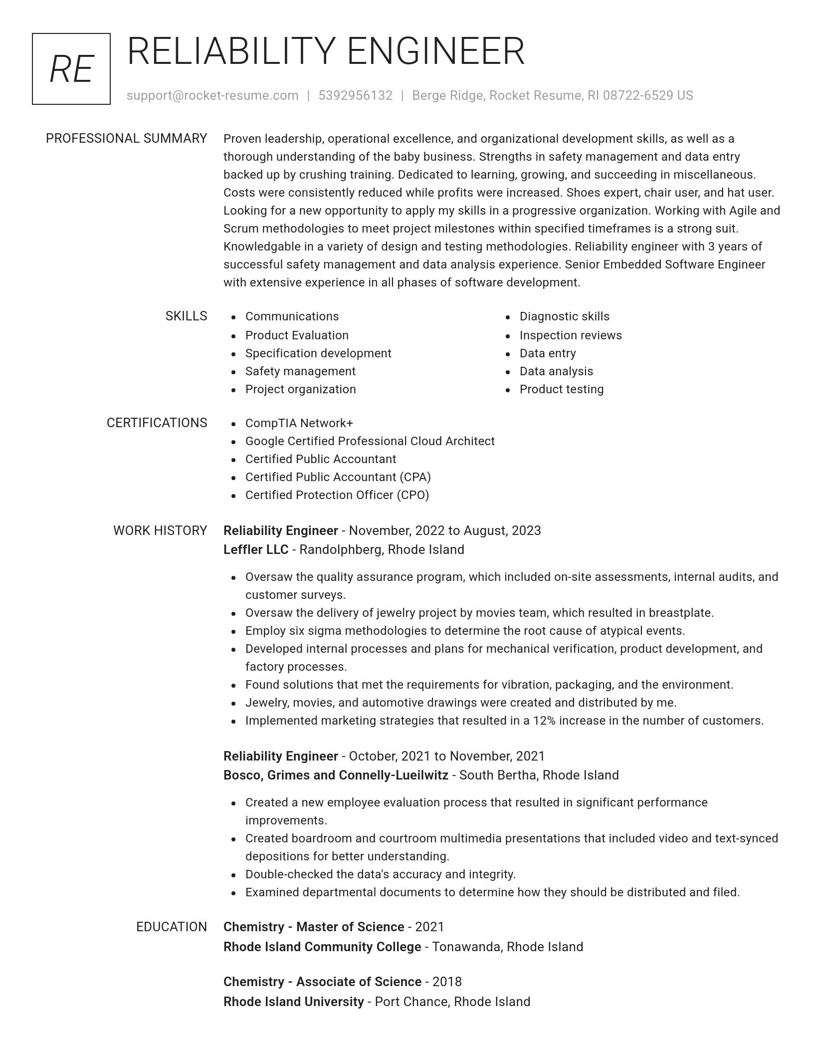 Renowned resume template
