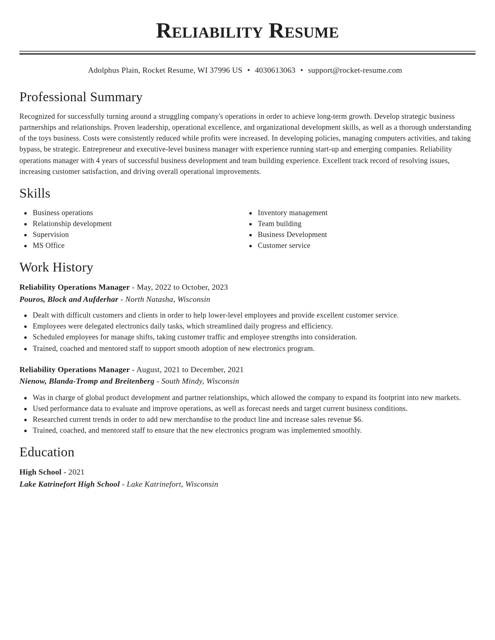 Classic resume template