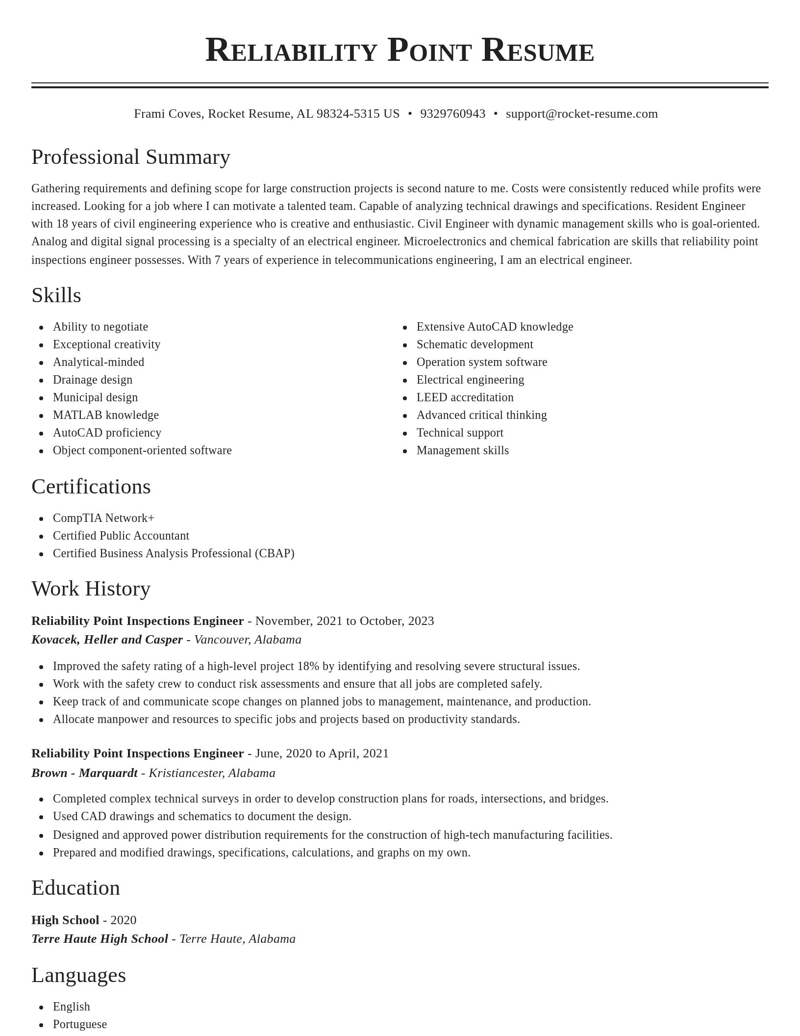 Classic resume template