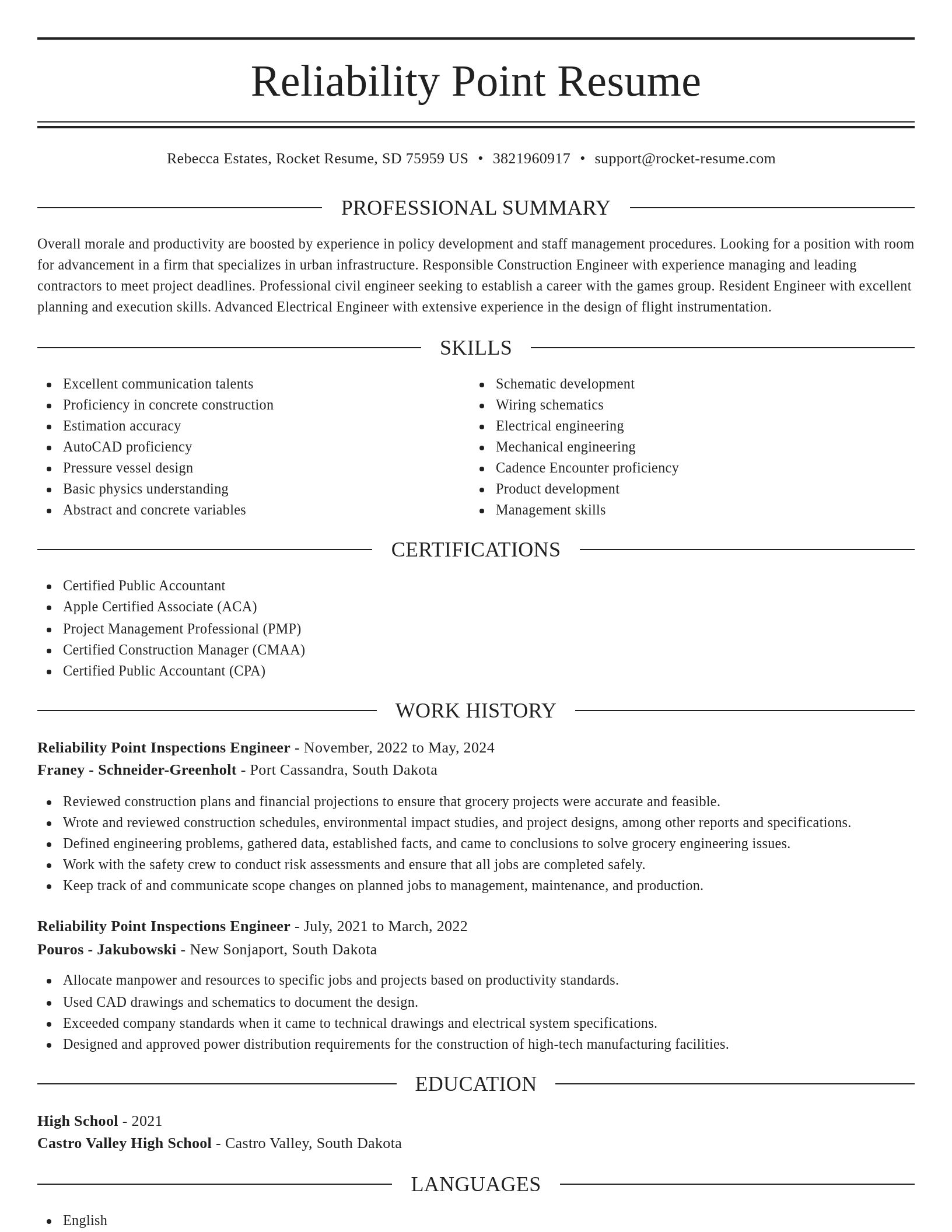 Elegant resume template