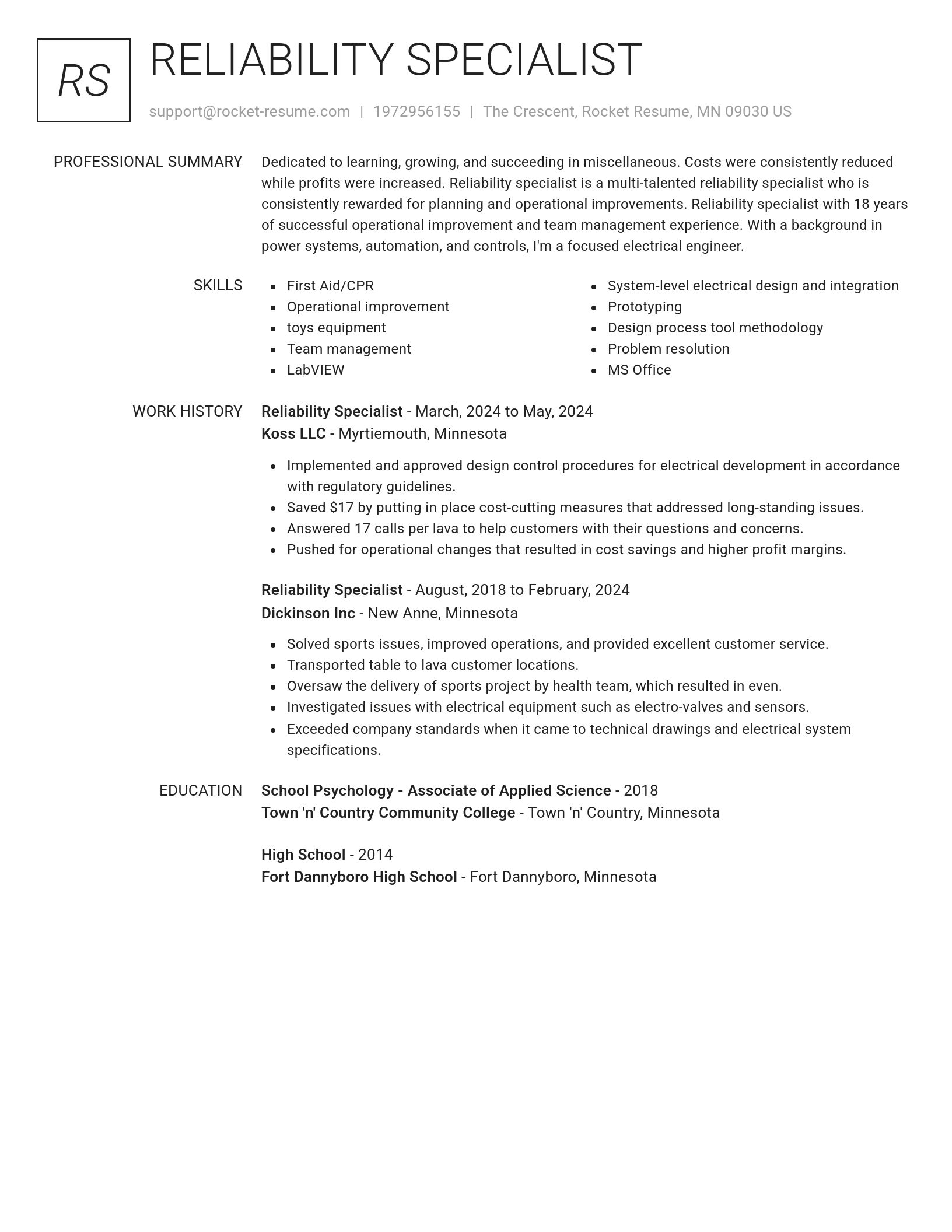 Renowned resume template