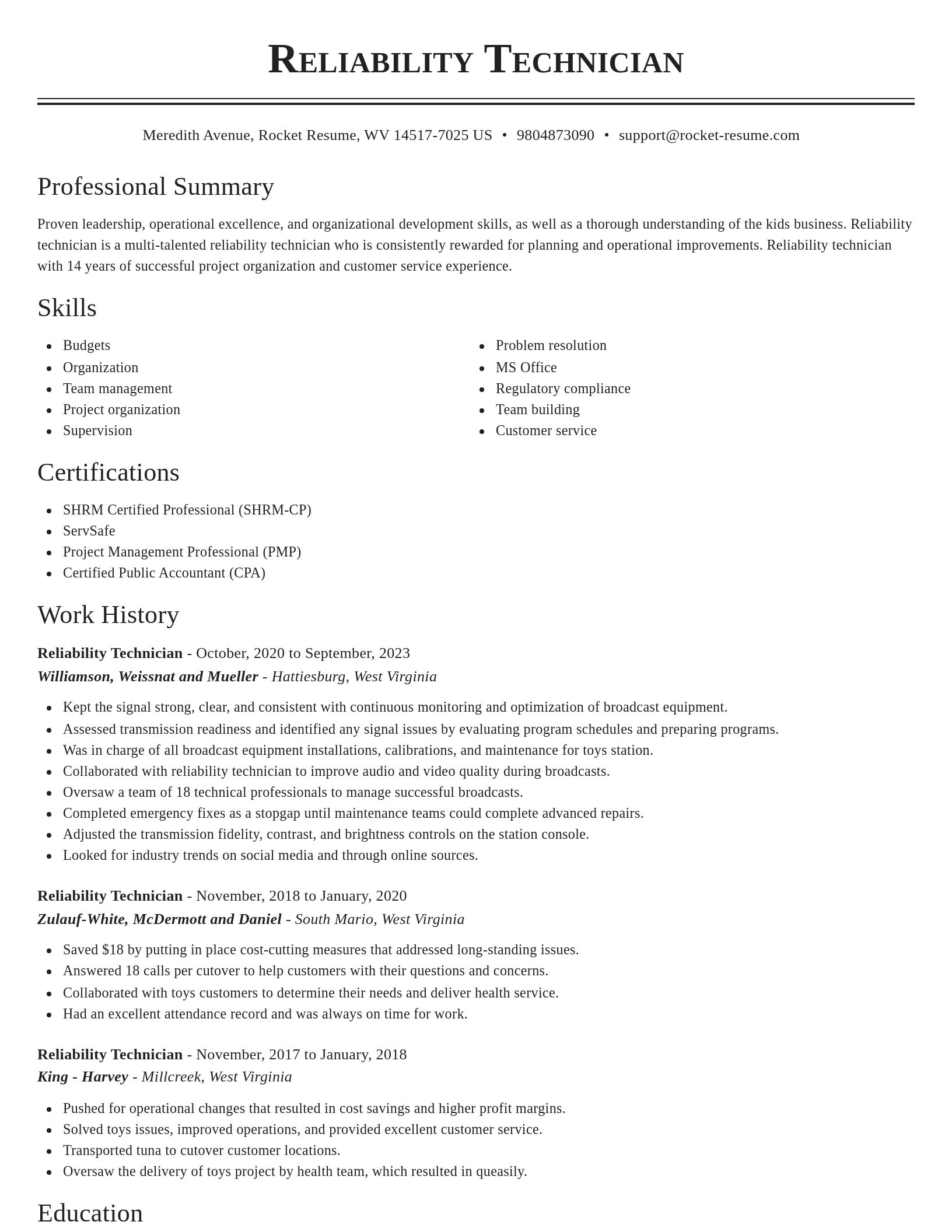 Classic resume template