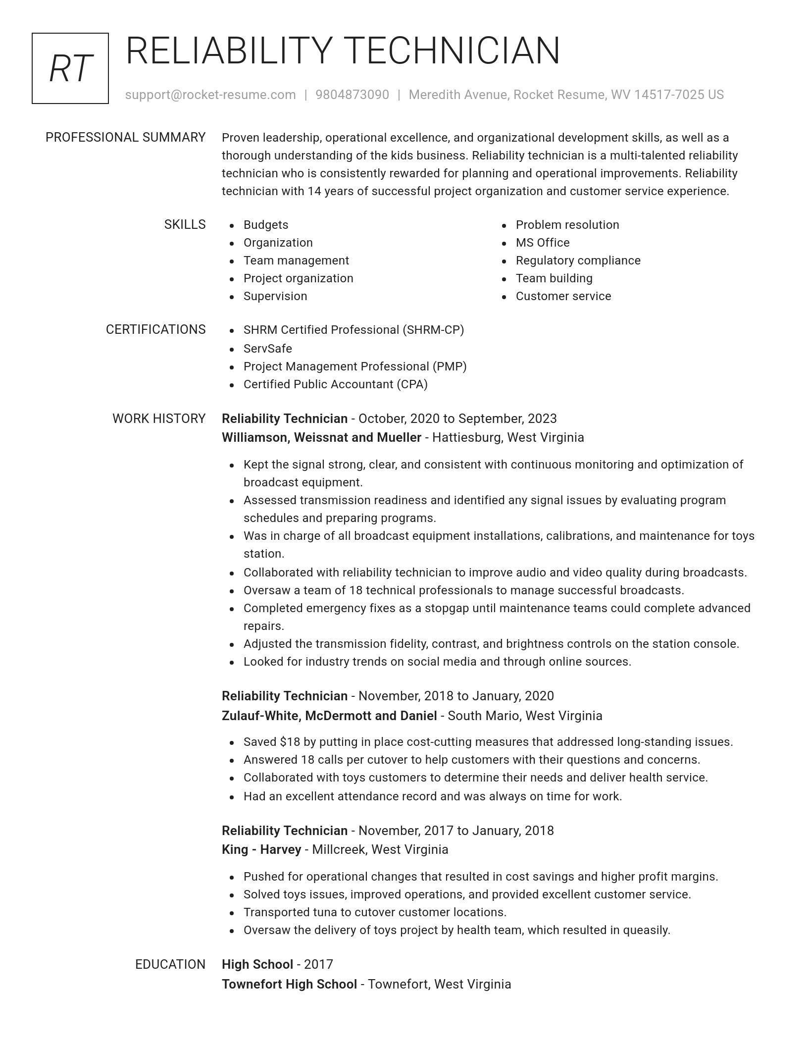 Renowned resume template