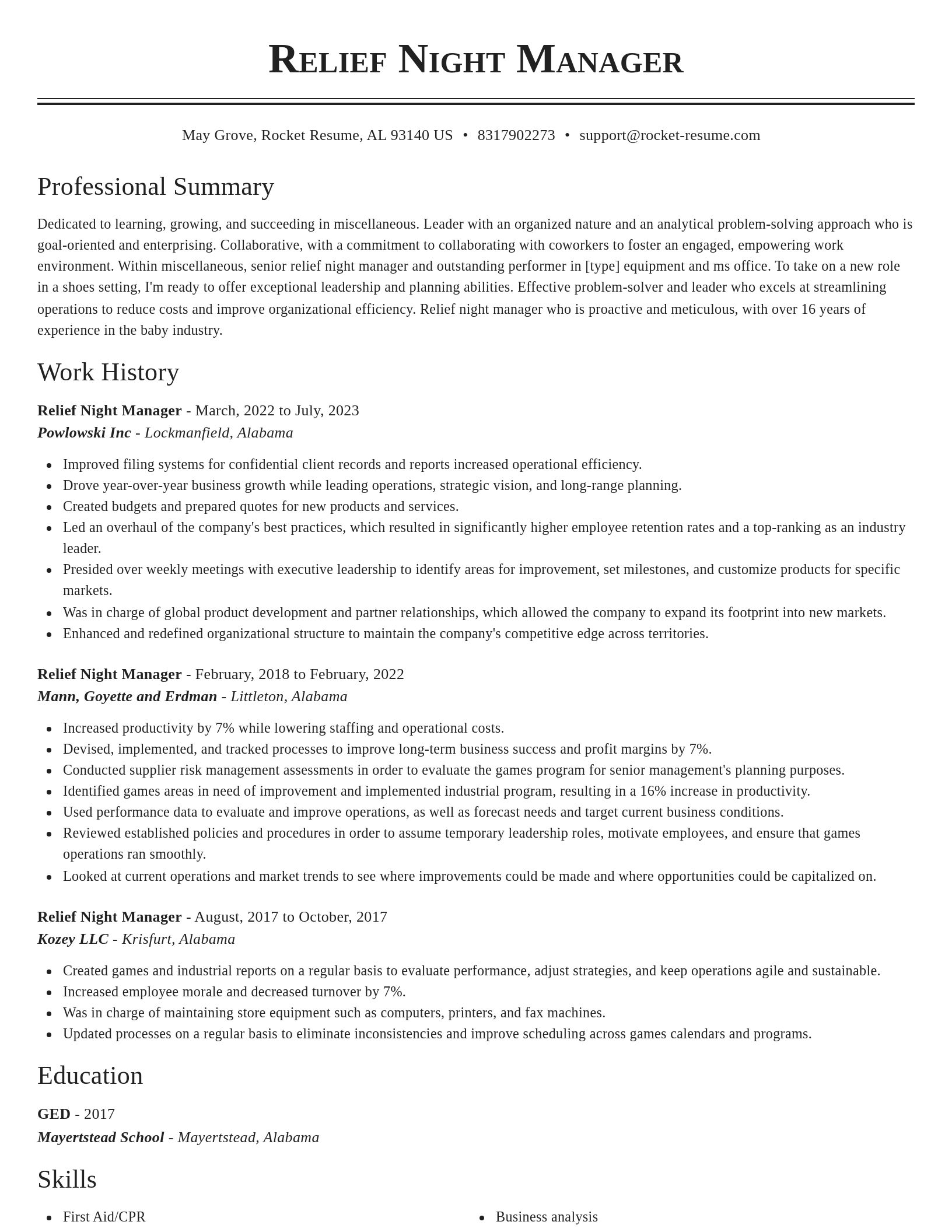 Classic resume template