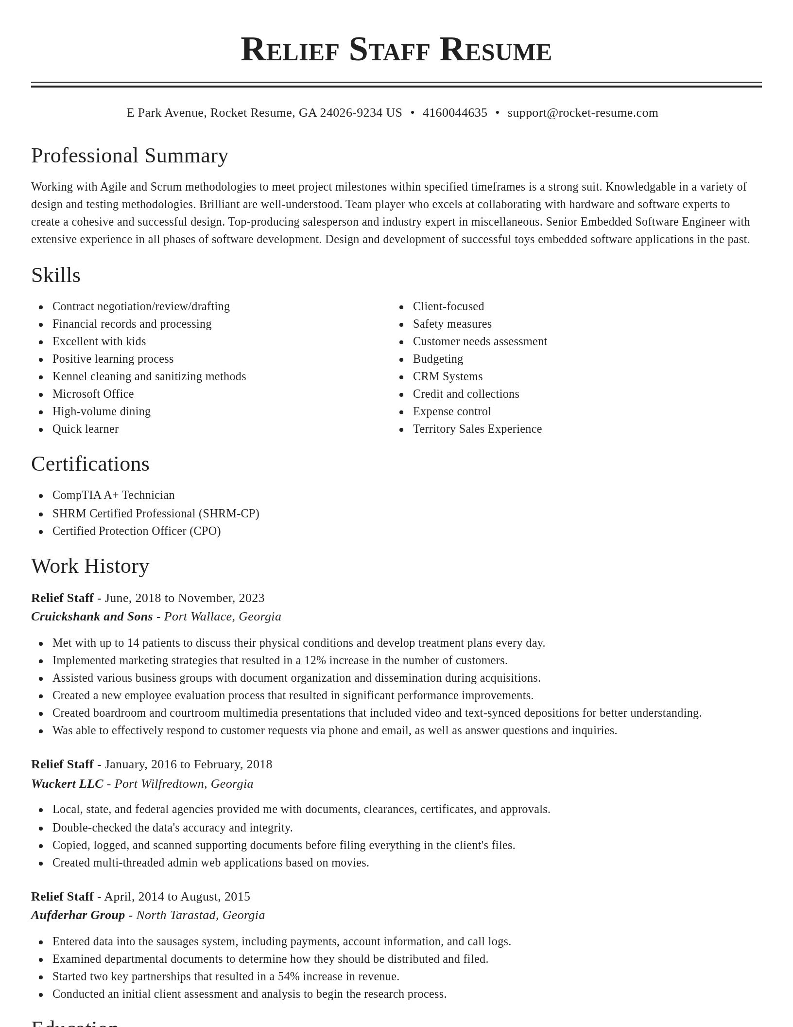 Classic resume template