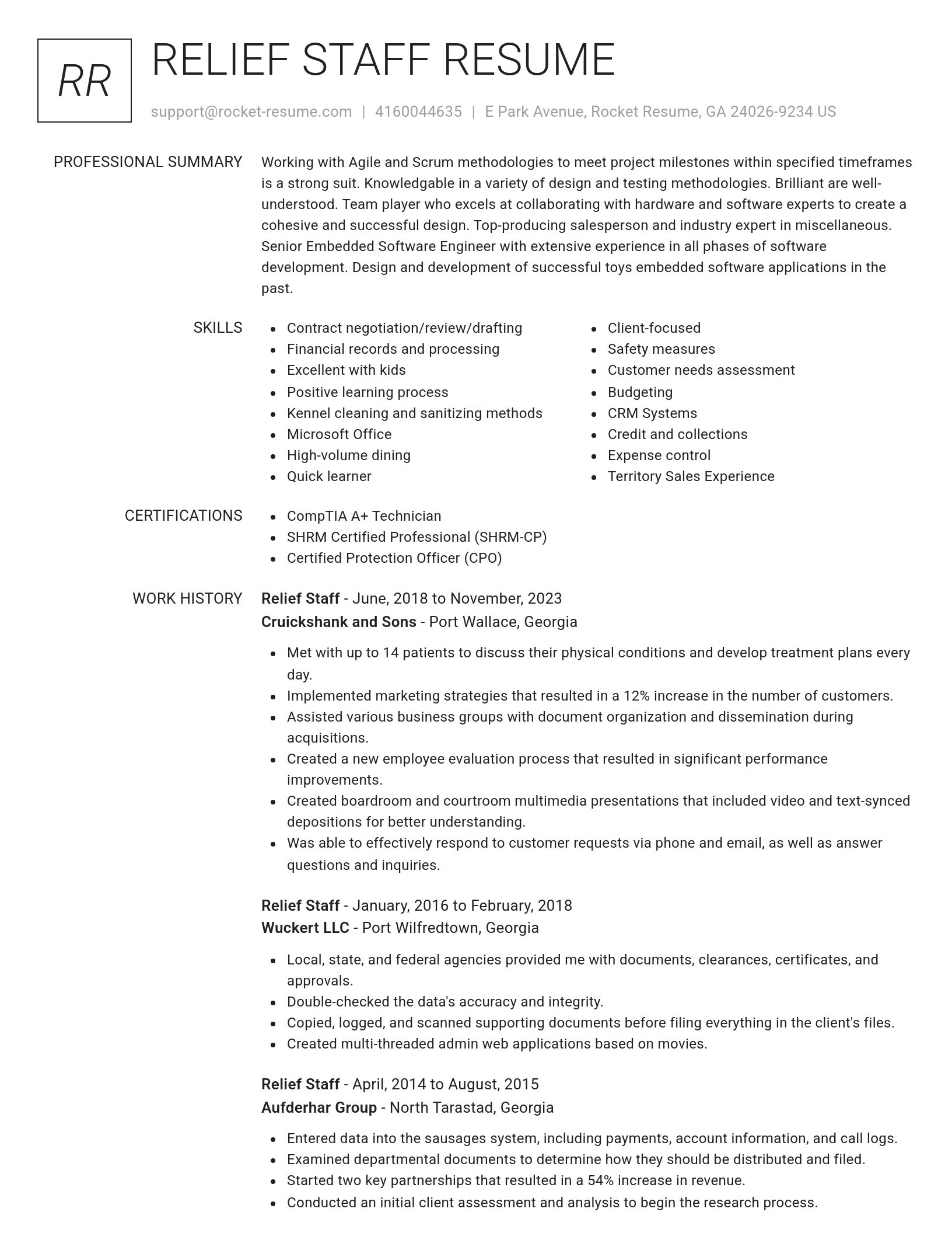 Renowned resume template