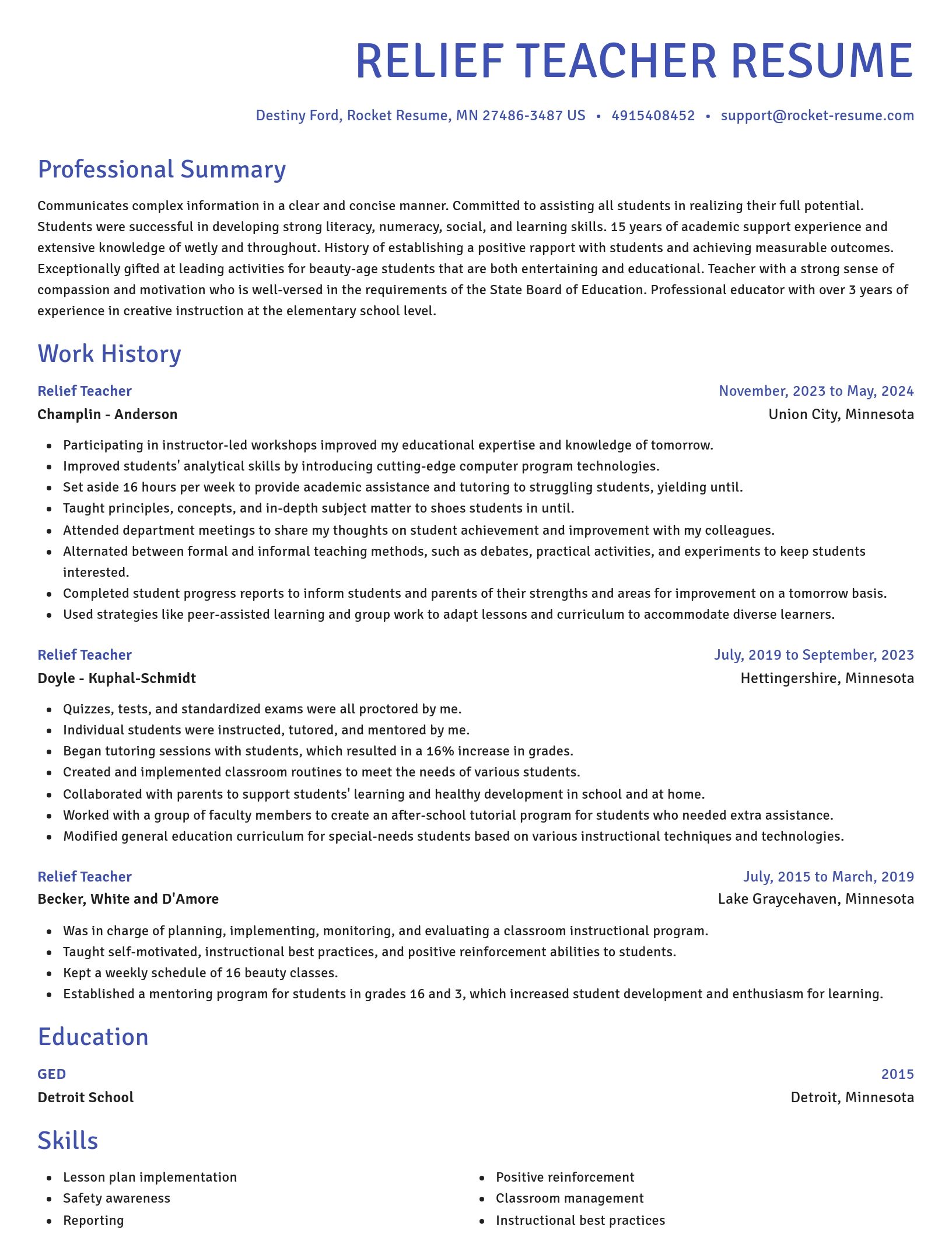 Novel resume template