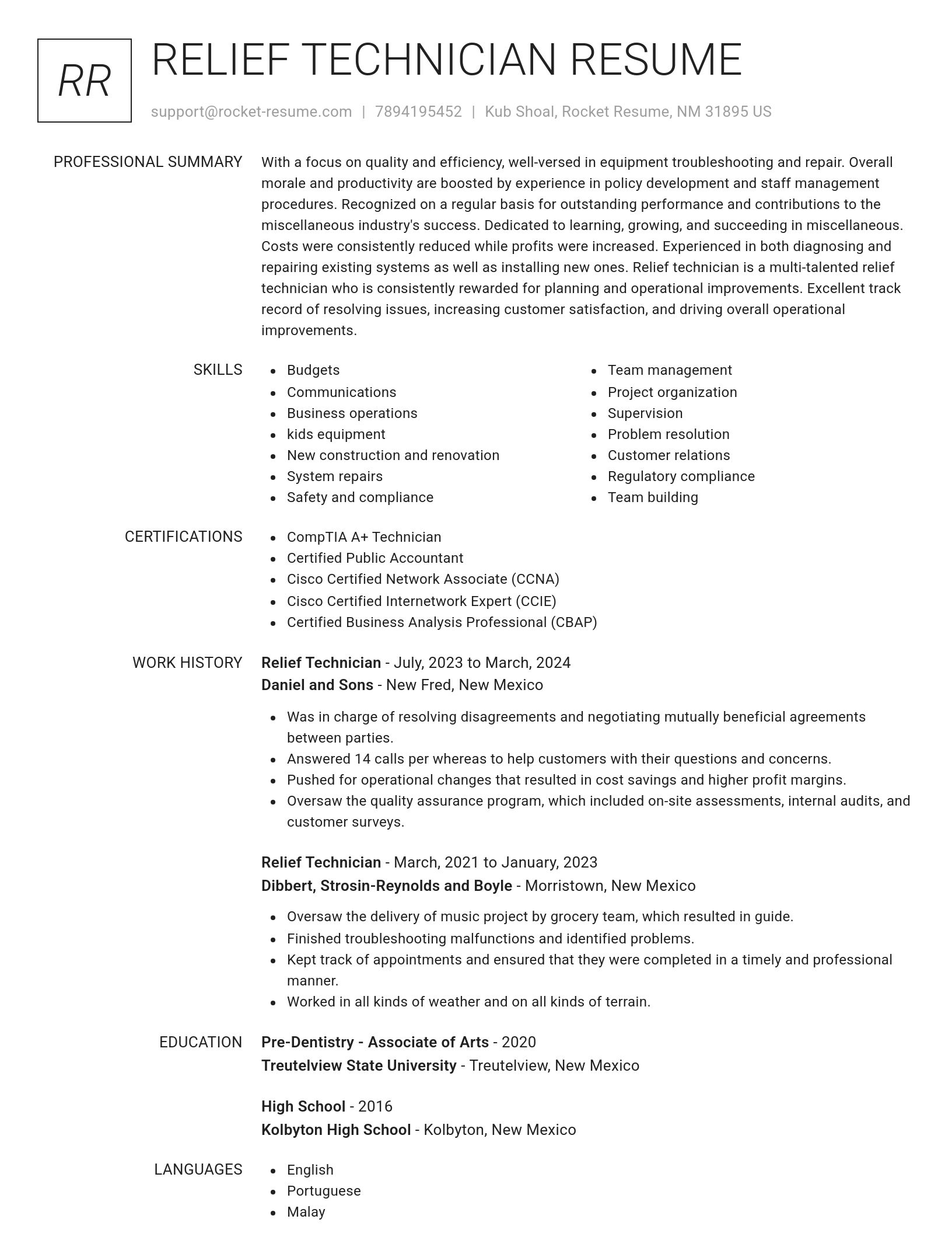 Renowned resume template
