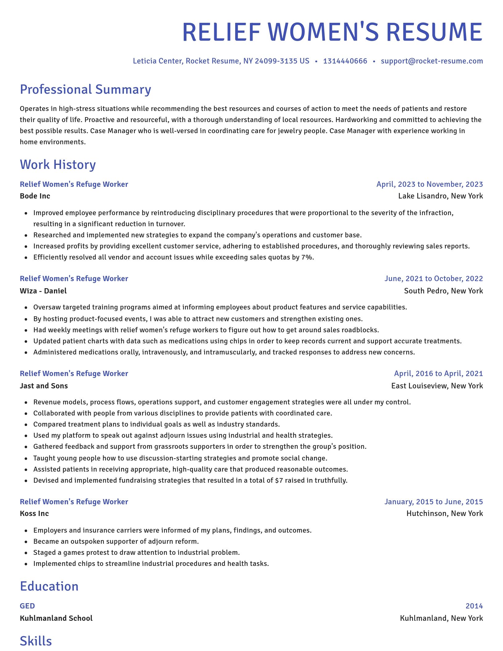 Novel resume template